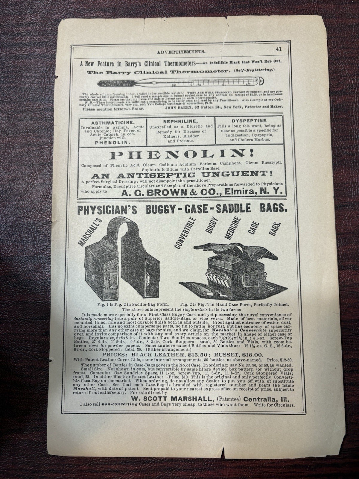 Antique Medical Brief Pharmaceutical Advertising Sheets c1888 Lot of 5