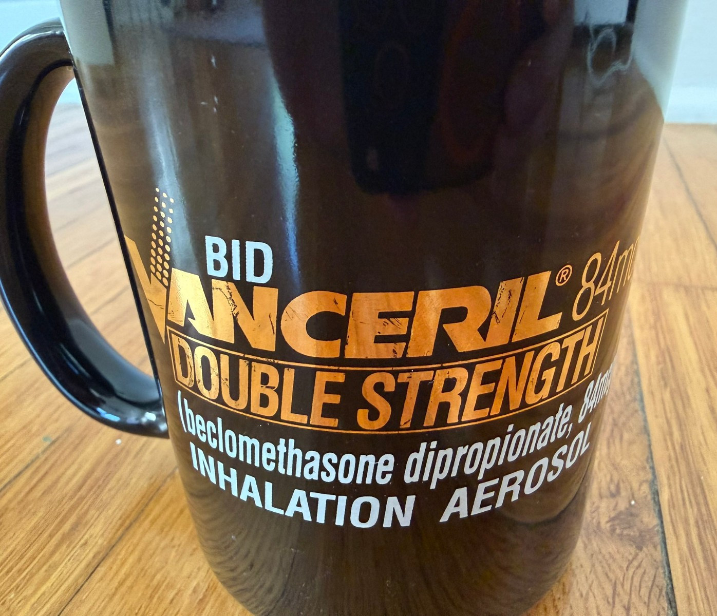 Drug Rep Coffee Mug Vanceril Pharmaceutical vintage 90’s black collectible 16oz