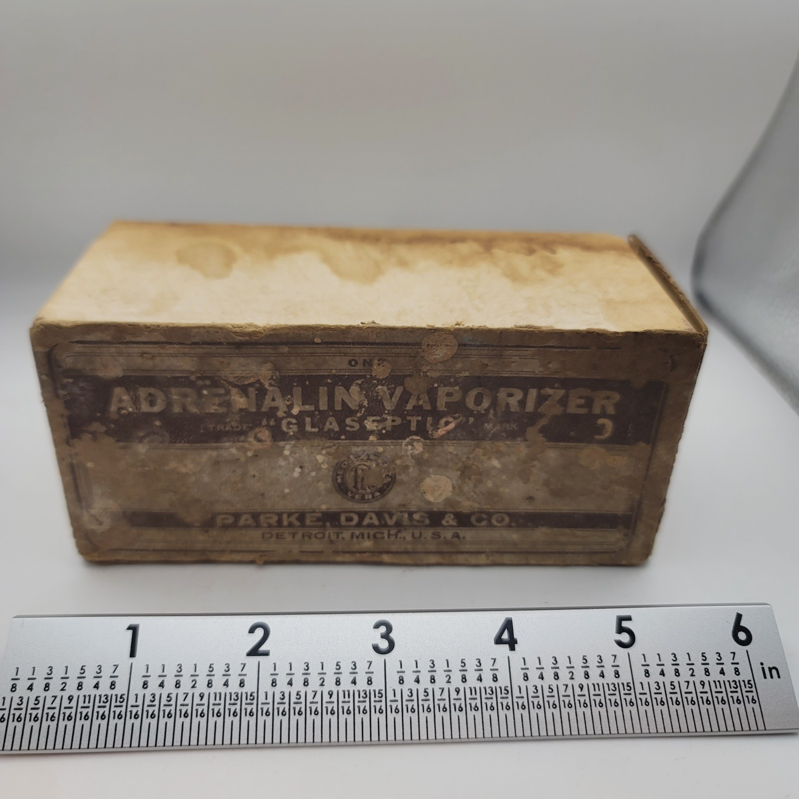 PARKE DAVIS Adrenalin Vaporizer Vintage Glass Medical Device with Box Rare