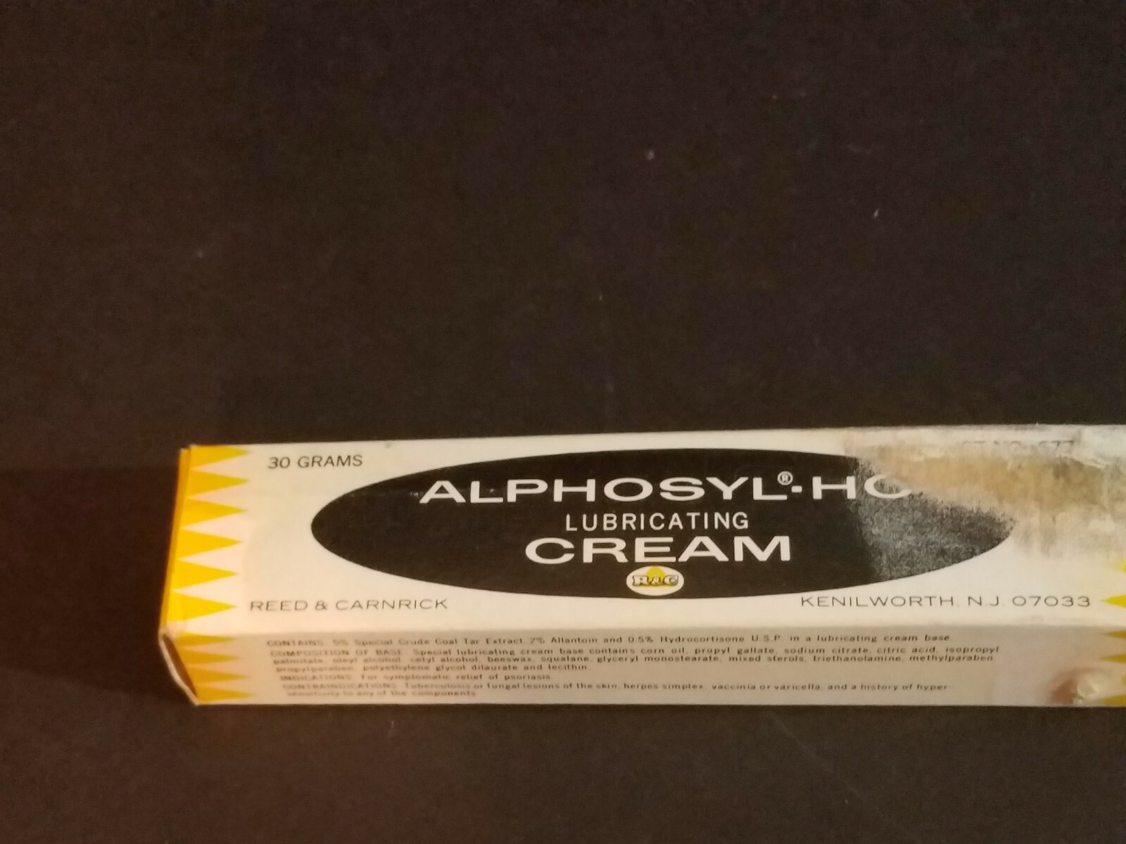 Vintage Reed Carnrick Alphosyl-HC Tube Cream With Box