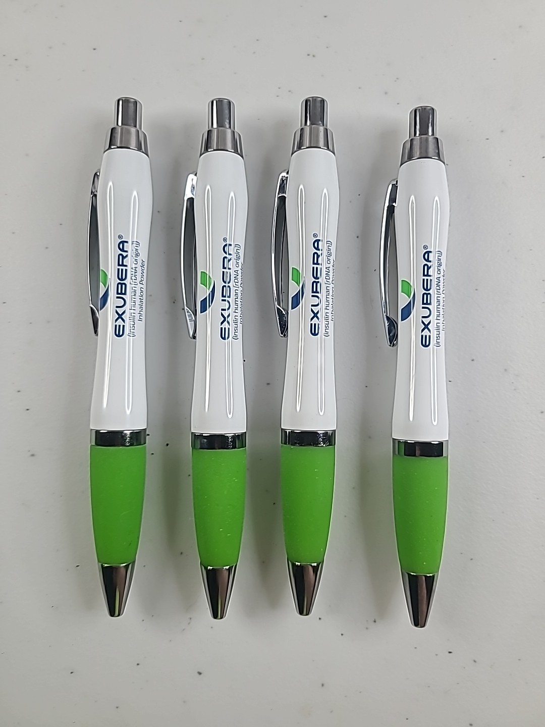 4x EXUBERA Collectible Heavy Metal Pen RARE Drug Rep Advertising Pharmaceutical