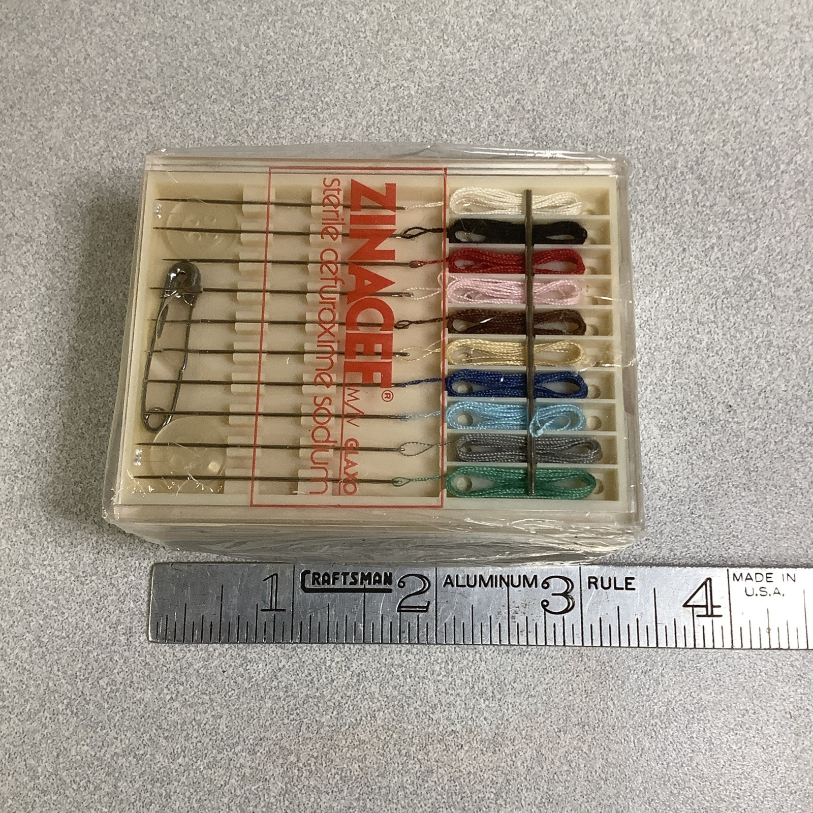 5 Vintage Zinacef Cefuroxime Glaxo Drug Rep Promo Mini Plastic Sewing Kits