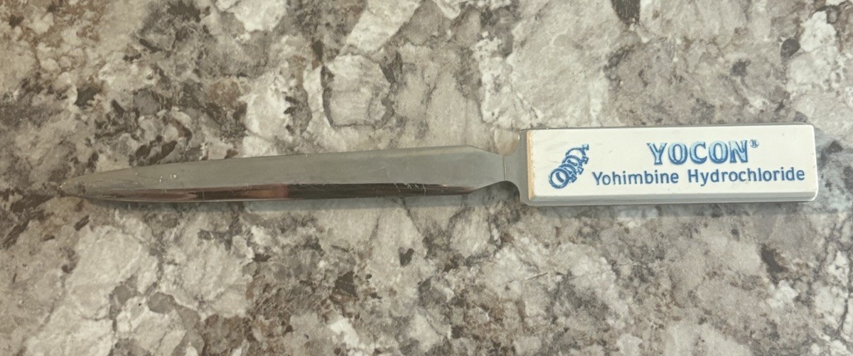 Vintage Yocon Yohimbine Hydrochloride Mail Letter Opener Drug Rep Advertising