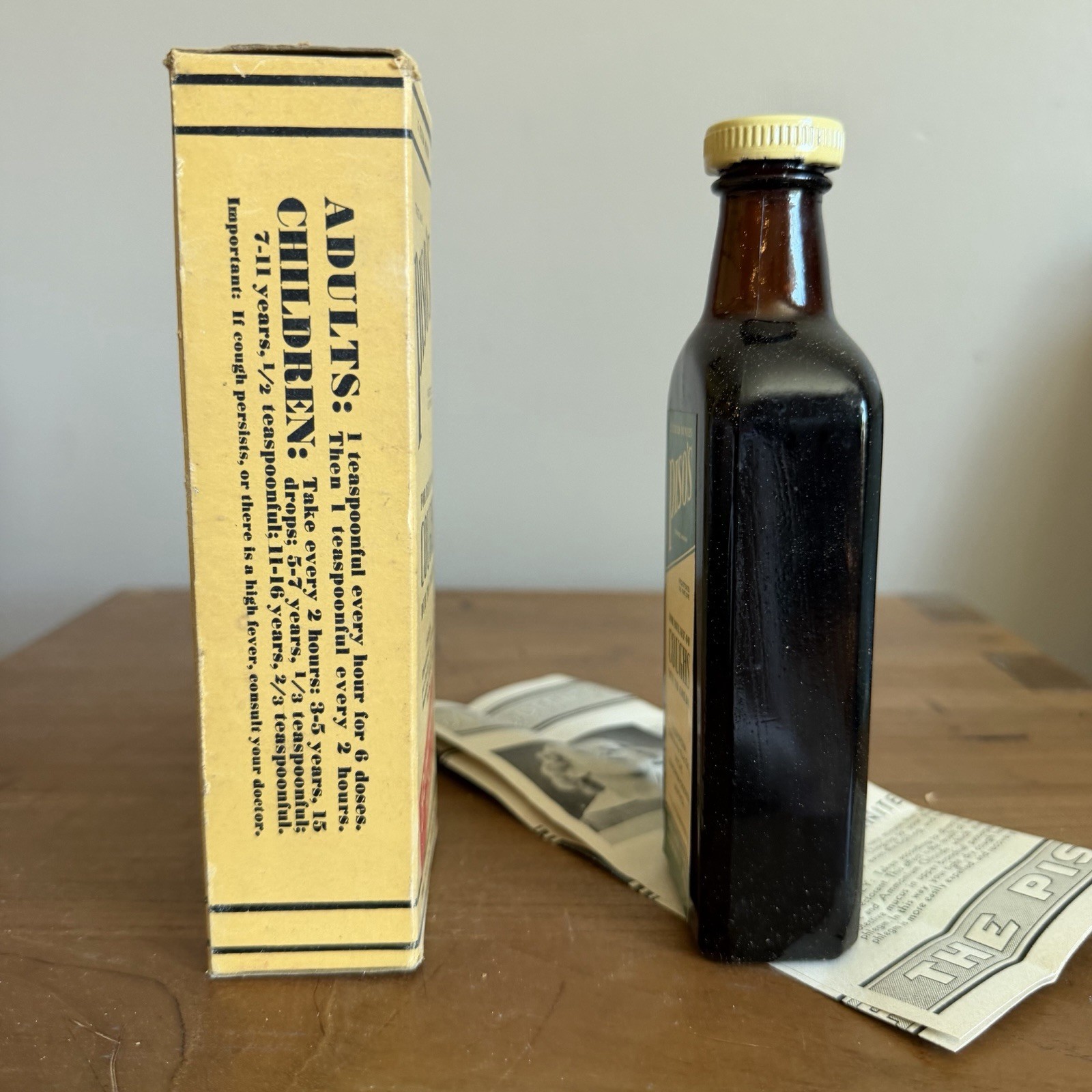 Vintage Pharmacy Apothecary Piso’s Cough Syrup Chloroform DISPLAY ONLY