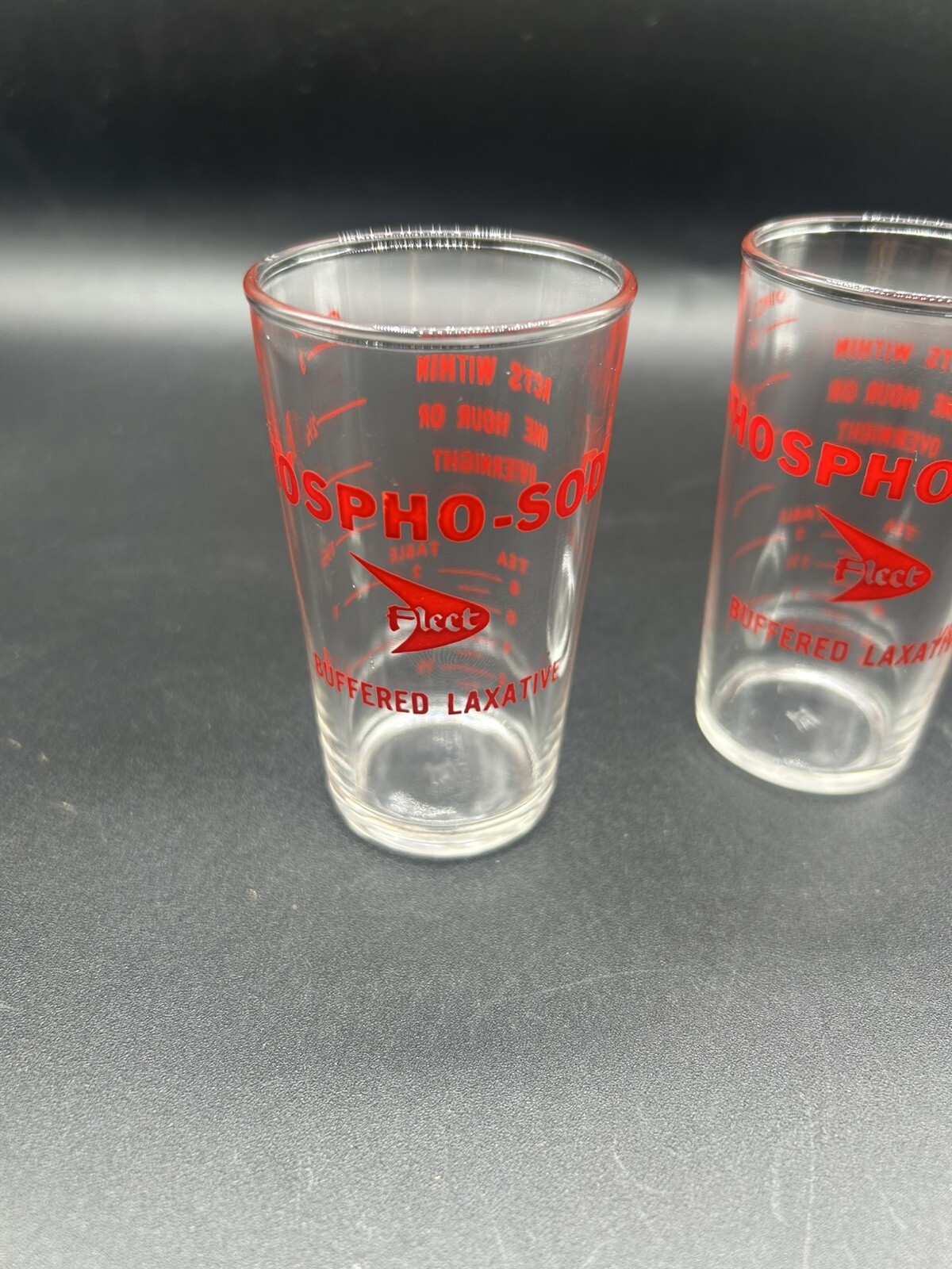 Vintage Buffered Laxative Phospho-Soda Medicine Shot Glass Lot Of 2