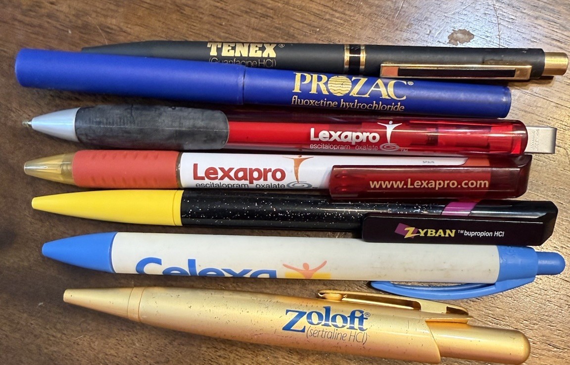 pharmaceutical pens Lot Of 7 – Celexa, Zoloft Gold Pen, Sparkly Zyban