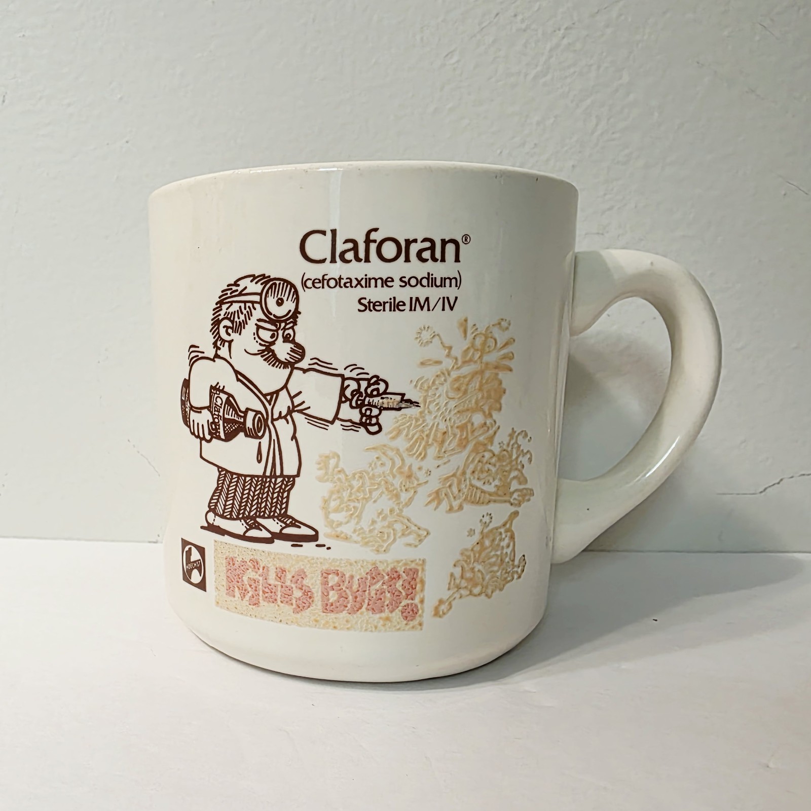 Drug Rep Claforan temperature sensitive Coffee Cup Mug Kills Bugs!