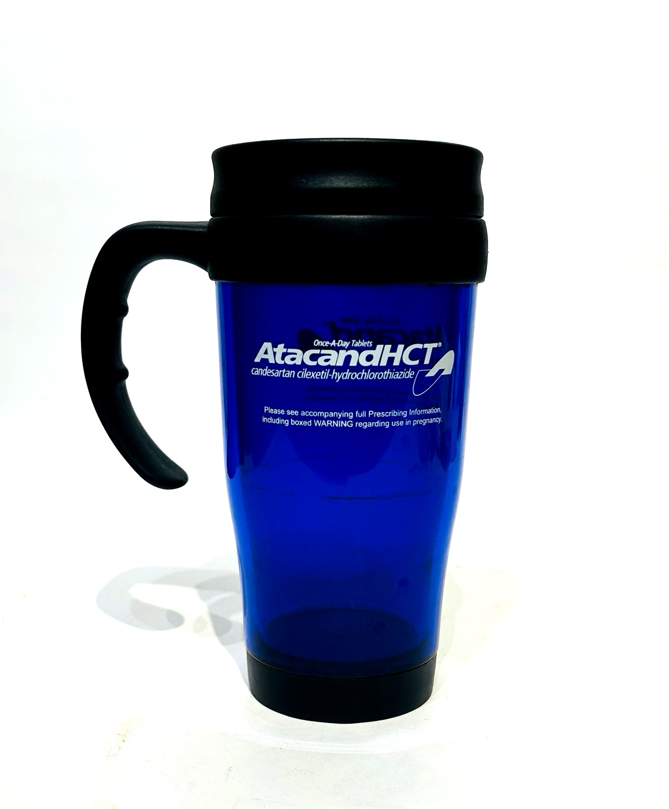 Pharmaceutical Travel Plastic Coffee Mug Cobalt Blue Drug Rep Tumbler
