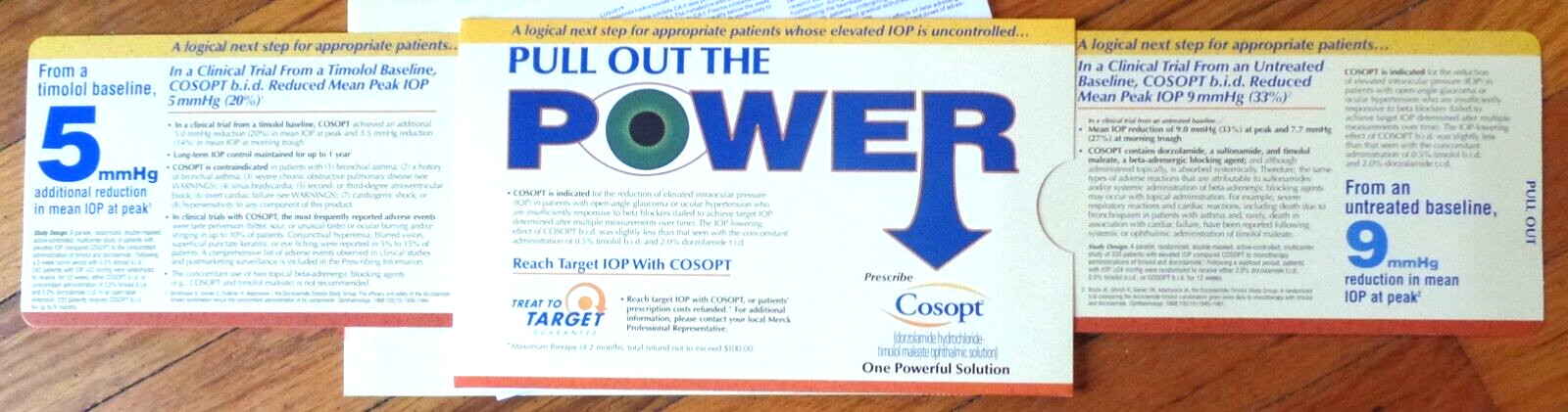 2000 PULL OUT THE POWER Prescribe COSOPT MERCK Pharmaceutical Mail Piece
