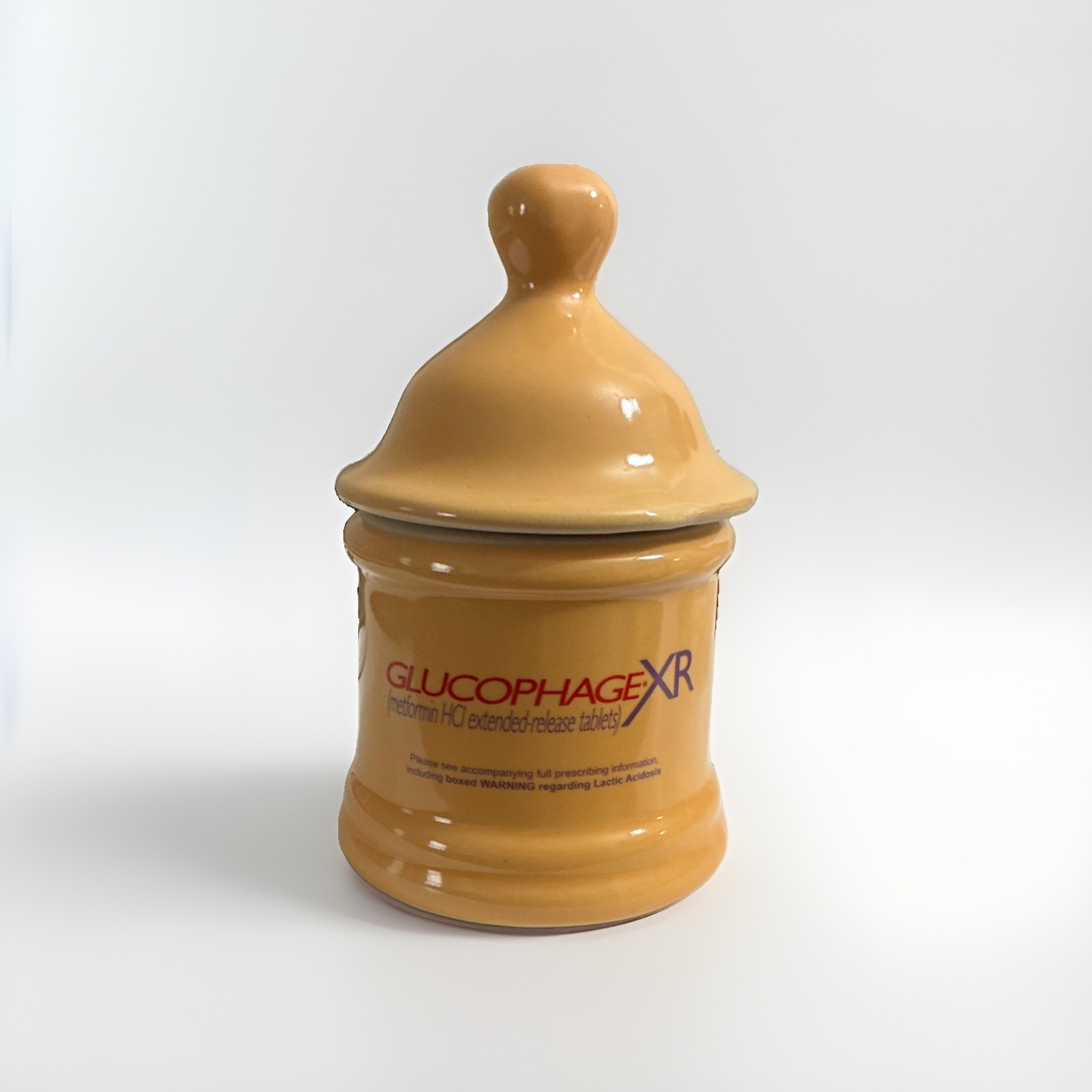 Glucophage XR Advertisement Yellow Urn Apothecary Jar Medicine Pharmaceutical