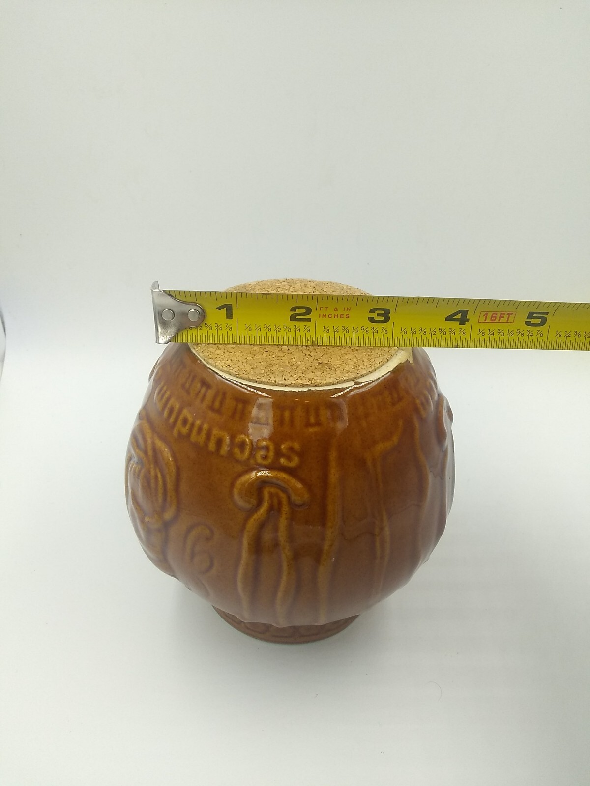 Vintage Schering Pharmacy RX jar crock Brown turquoise Mortar Vase Pottery 5″
