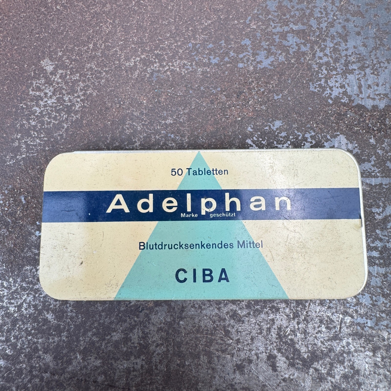 Vtg c.1960s ADELPHAN Advertising Medical Tin – GERMAN – EMTPY / NO CONTENTS