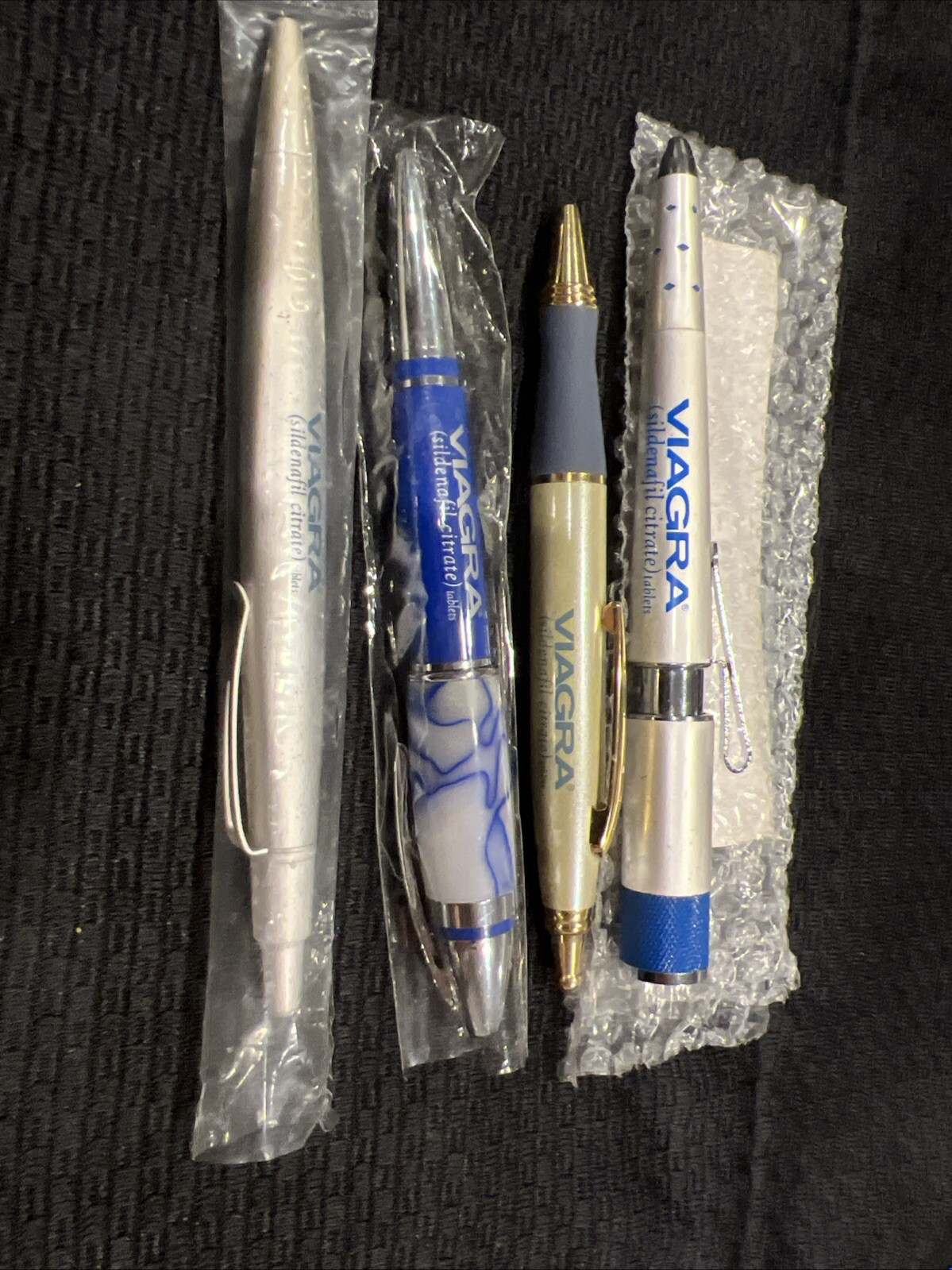 Viagra Black Blue Drug Rep Pens 4 Pack- Unused- All Write!