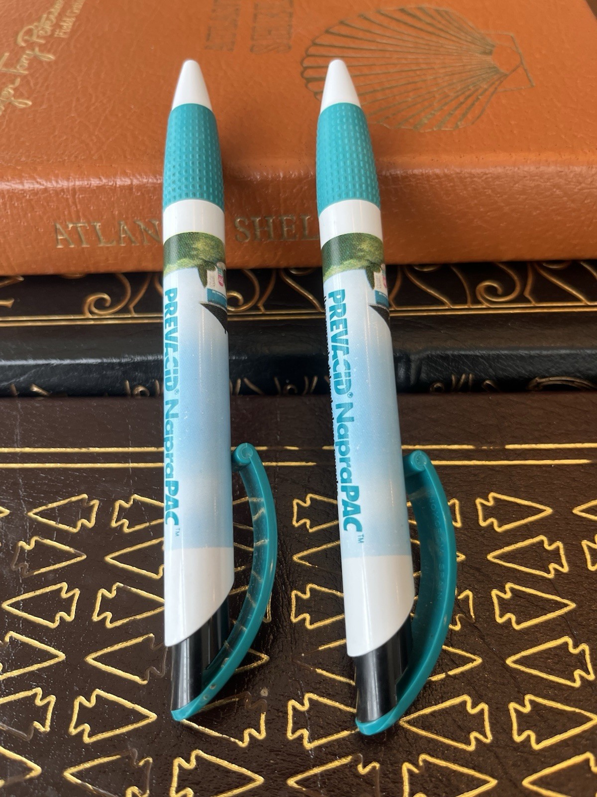 2 Vintage Prevacid Pharmaceutical Drug Rep Pens Made In Spain. Write!!