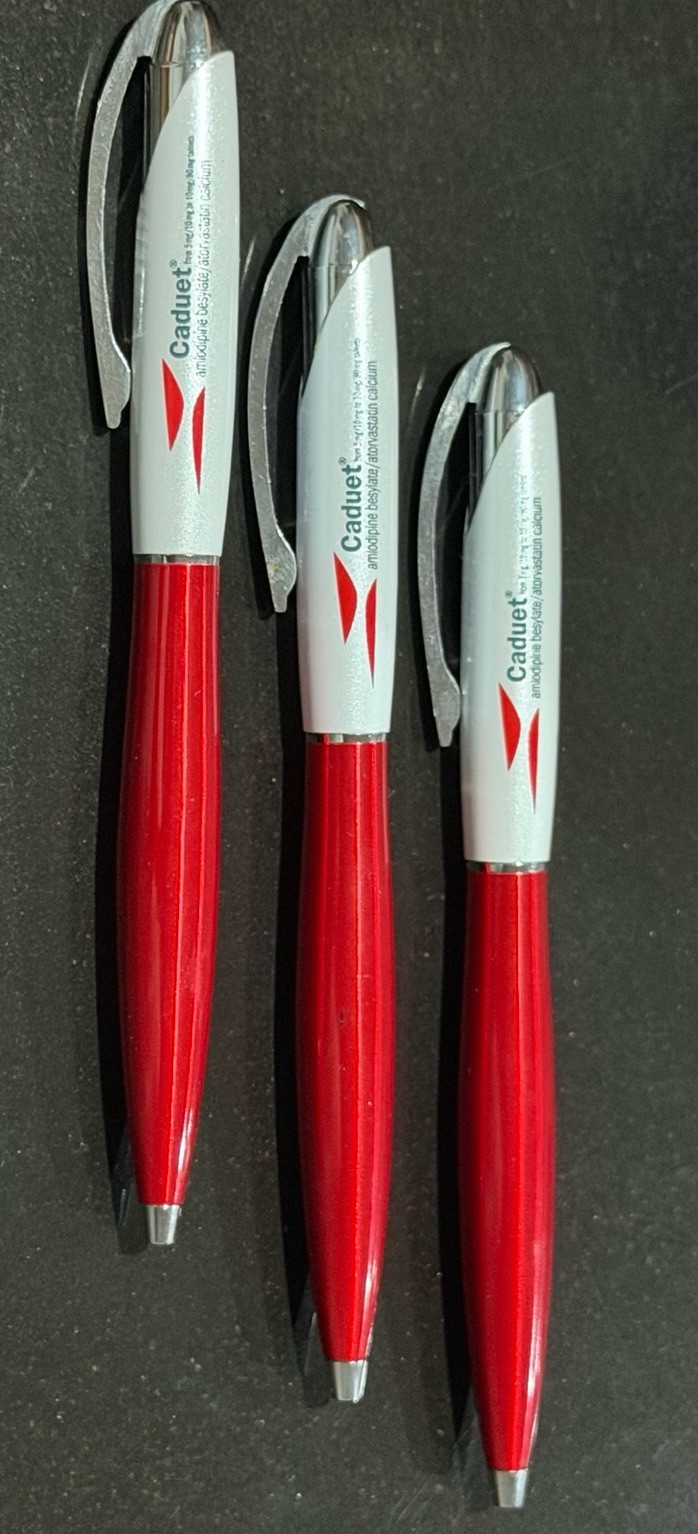 Caduet Heavy Metal Drug Rep Pharma Advertising Promo Pen Lot of 3