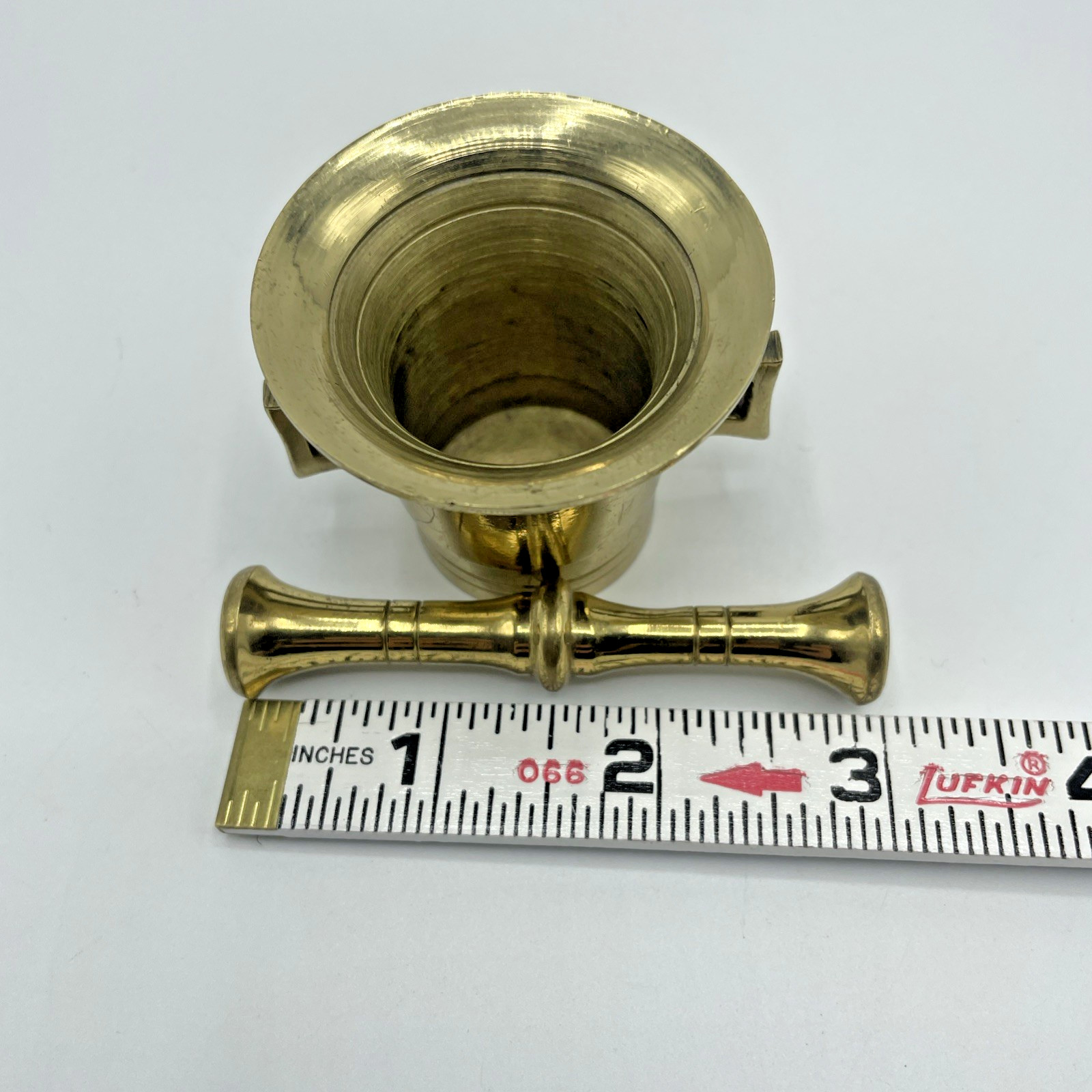 Brass Mortar And Pestle Small 1.75” H Pestle 3” Vintage Pharmacy Apothecary