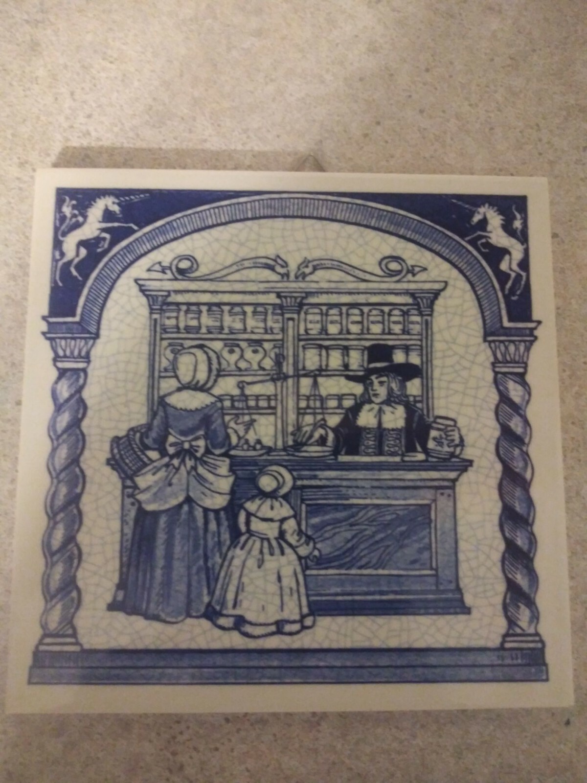 BURROUGHS WELLCOME Pharmacy English Pill Tile Handmade DELFT Holland 1988