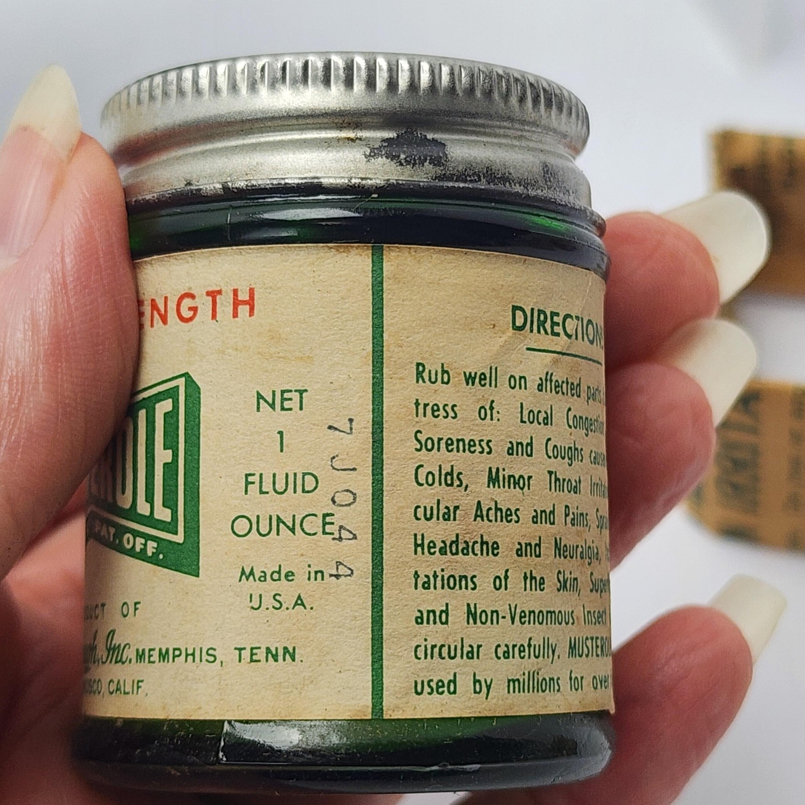 Vintage NOS Musterole Regular Strength 1 oz Glass Jar w/ Box Made in USA Leaflet