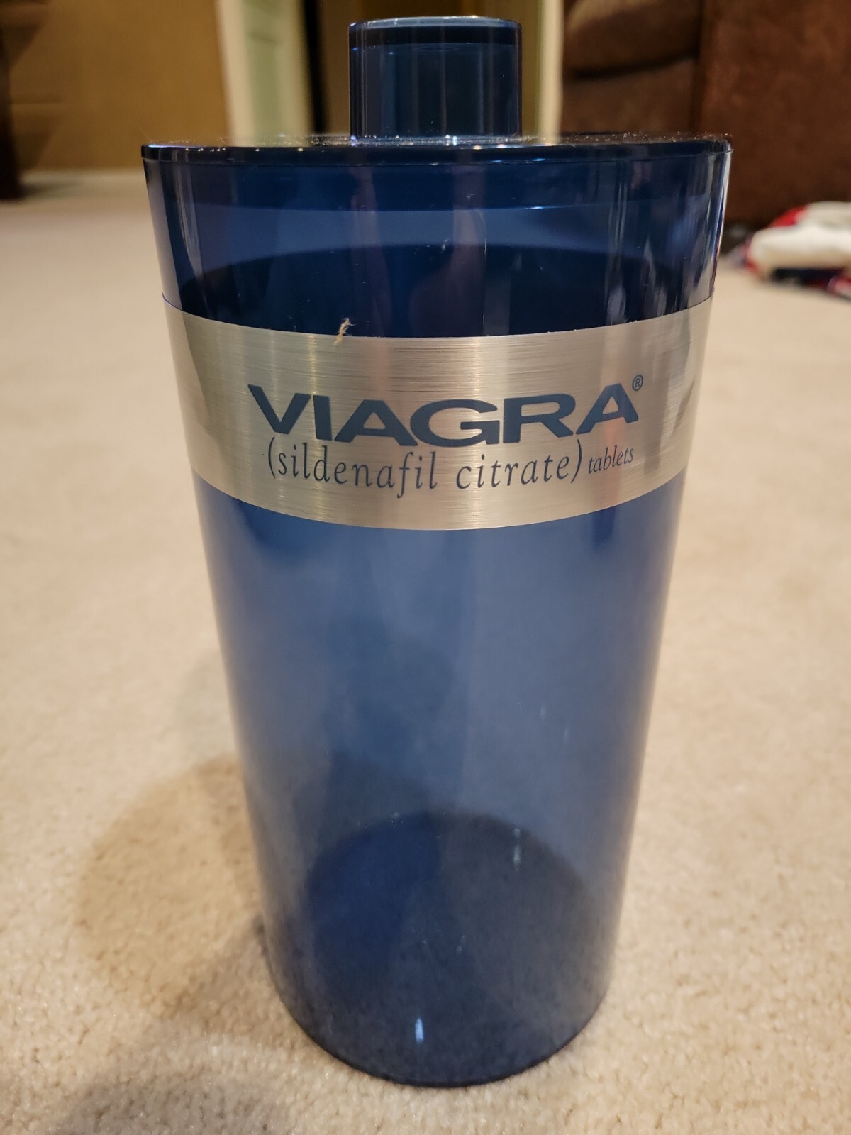 VIAGRA Jar CANNISTER Pharmaceutical Drug Promo ~plastic~ 8″