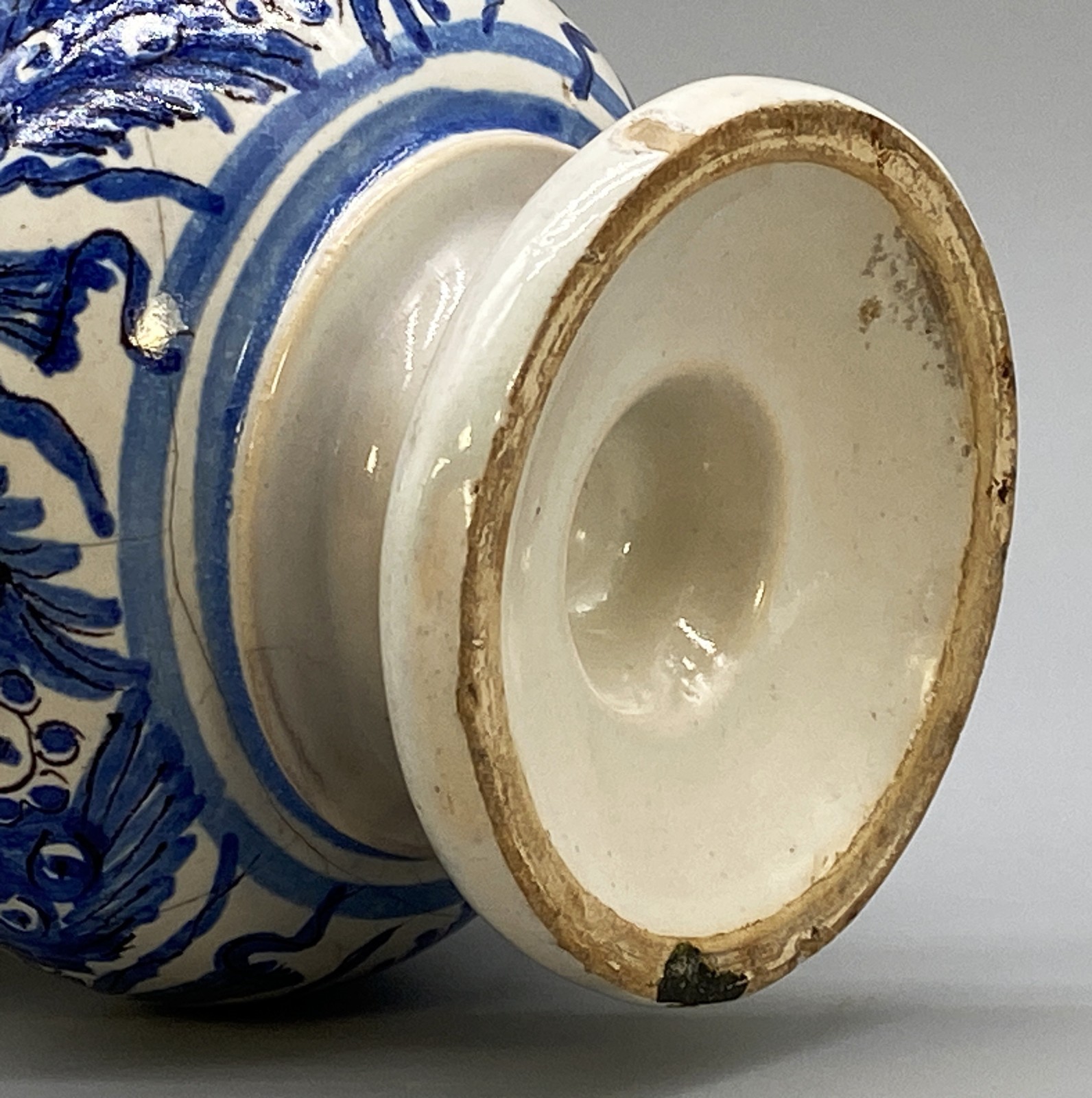 c. 1730 Italian Majolica Nove Waisted Blue & White Albarello Drug Pharmacy Jar