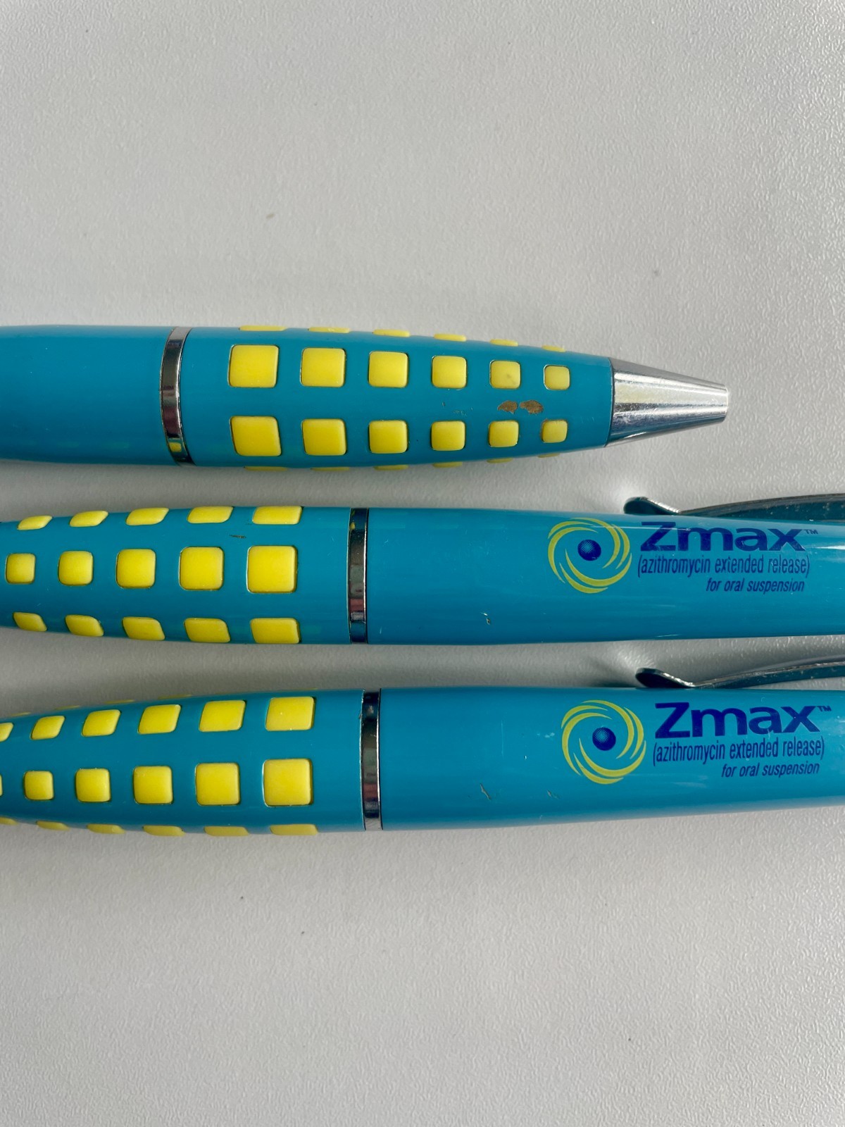 3 Zmax Drug Rep Pen Heavy Metal Blue and Yellow Textured Grip 🖊️ Pharmaceutical