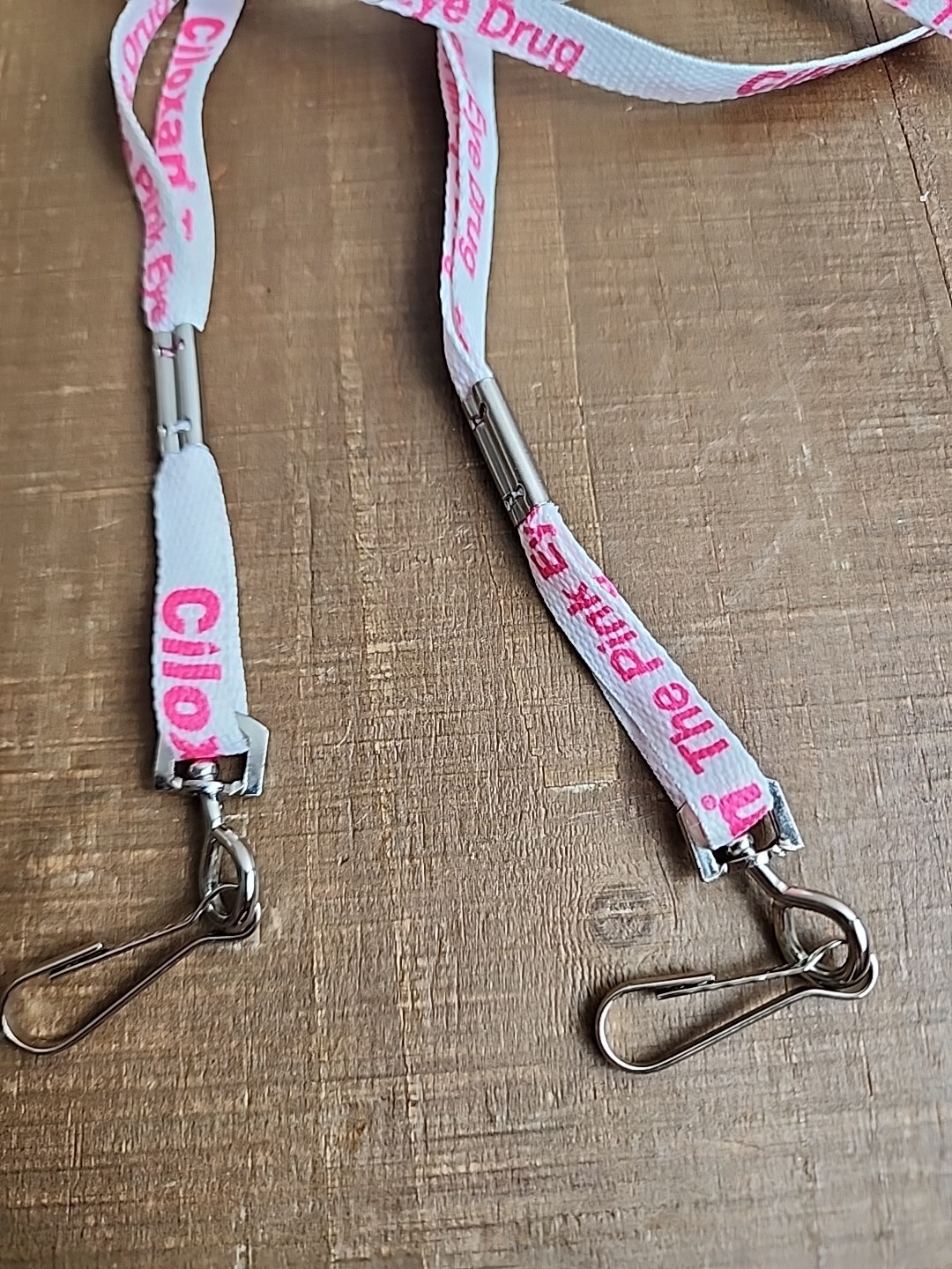 2 Ciloxan Pink Eye Lanyard Drug Rep Pharmaceutical Promo Advertising White