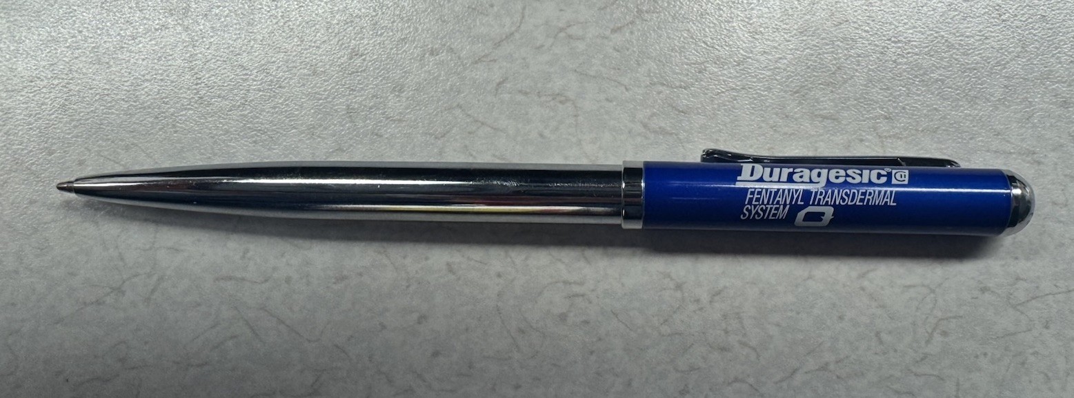 DURAGESIC FENTANYL Blue/Silver Metal-Refillable Pen Pharmaceutical Promo
