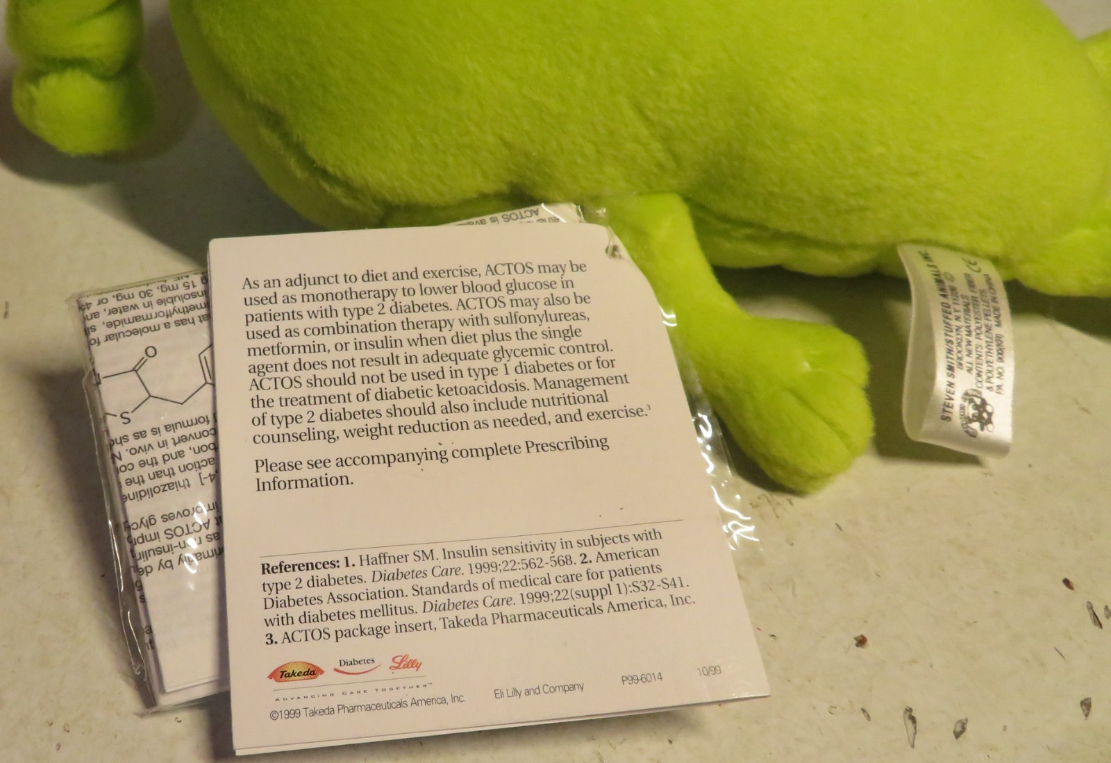 Pancreas Organ Actos Pioglitazone 8″ PLUSH Diabetes Steven Smith Bean Promo NOS