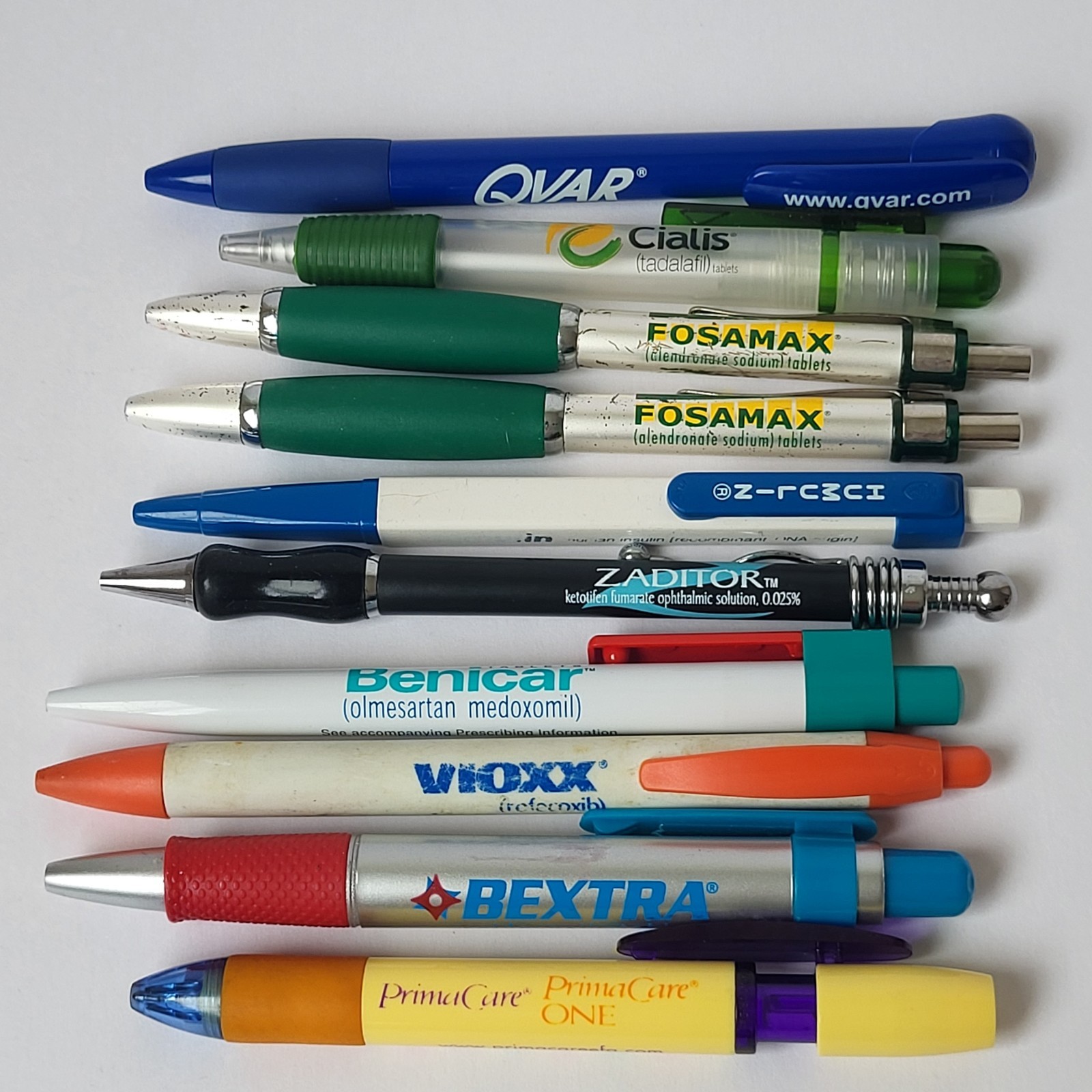 Pharmaceutical Drug Rep Pens Lot of 10 Benicar Bextra Cialis Qvar Vioxx Fosamax