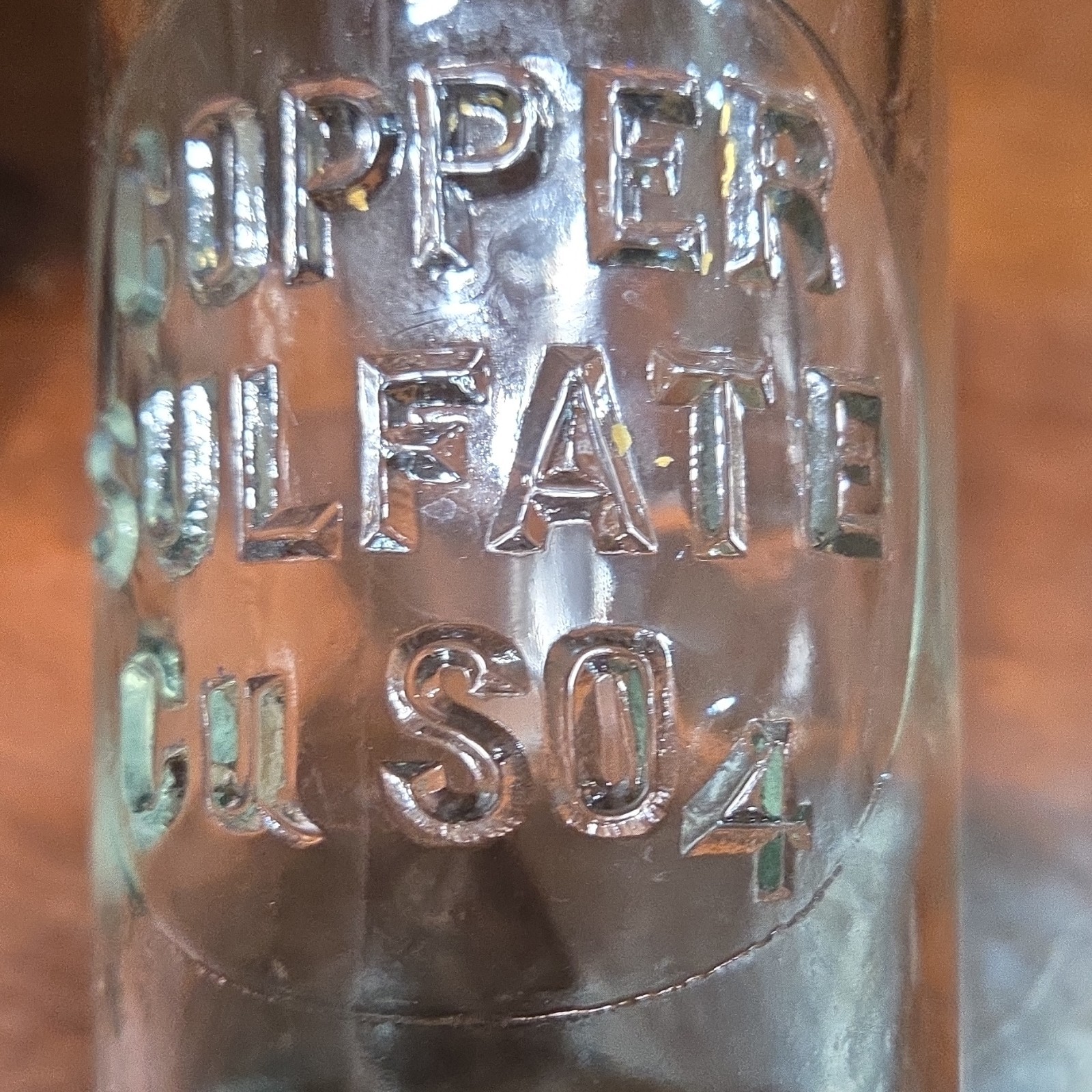 Vintage Wheaton Copper Sulfate CuSO4 Glass Bottle No. 30 Embossed Laboratory USA