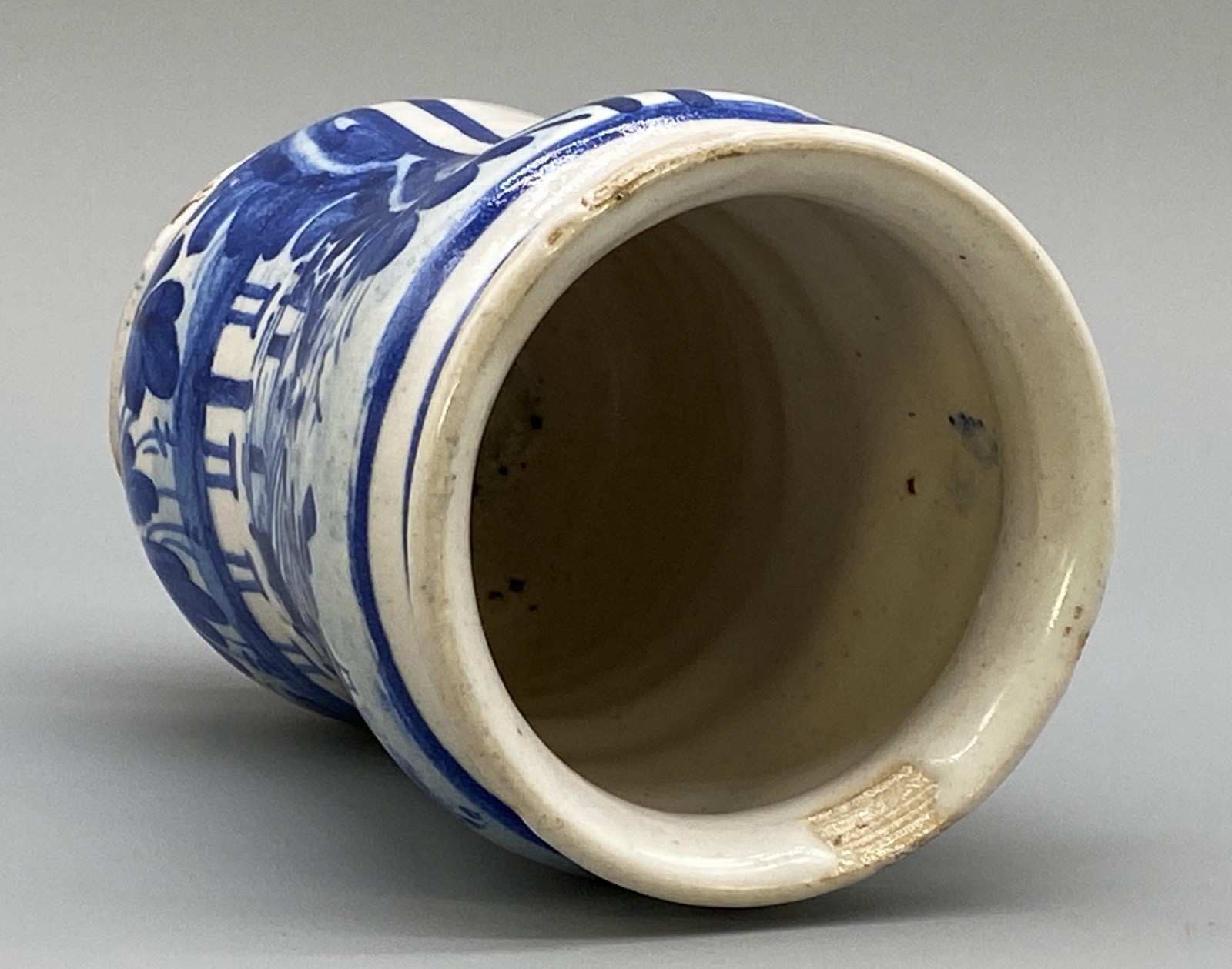 c. 1709 South Italian ‘Naples’ Majolica Blue & White Albarello Drug Pharmacy Jar