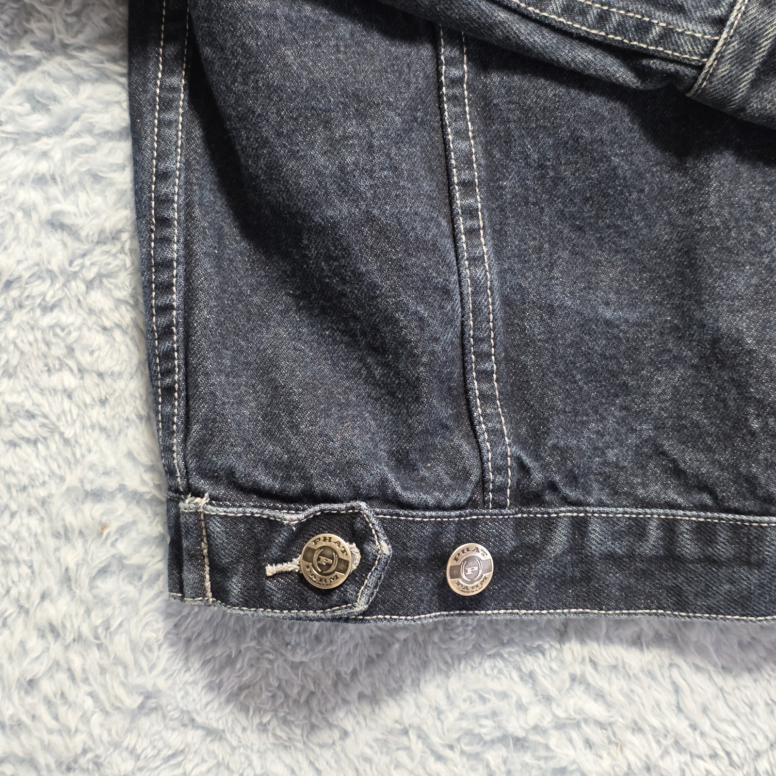 Vintage 90s Y2k Phat Farm New York Men’s Large Denim Trucker Jacket Embroidered