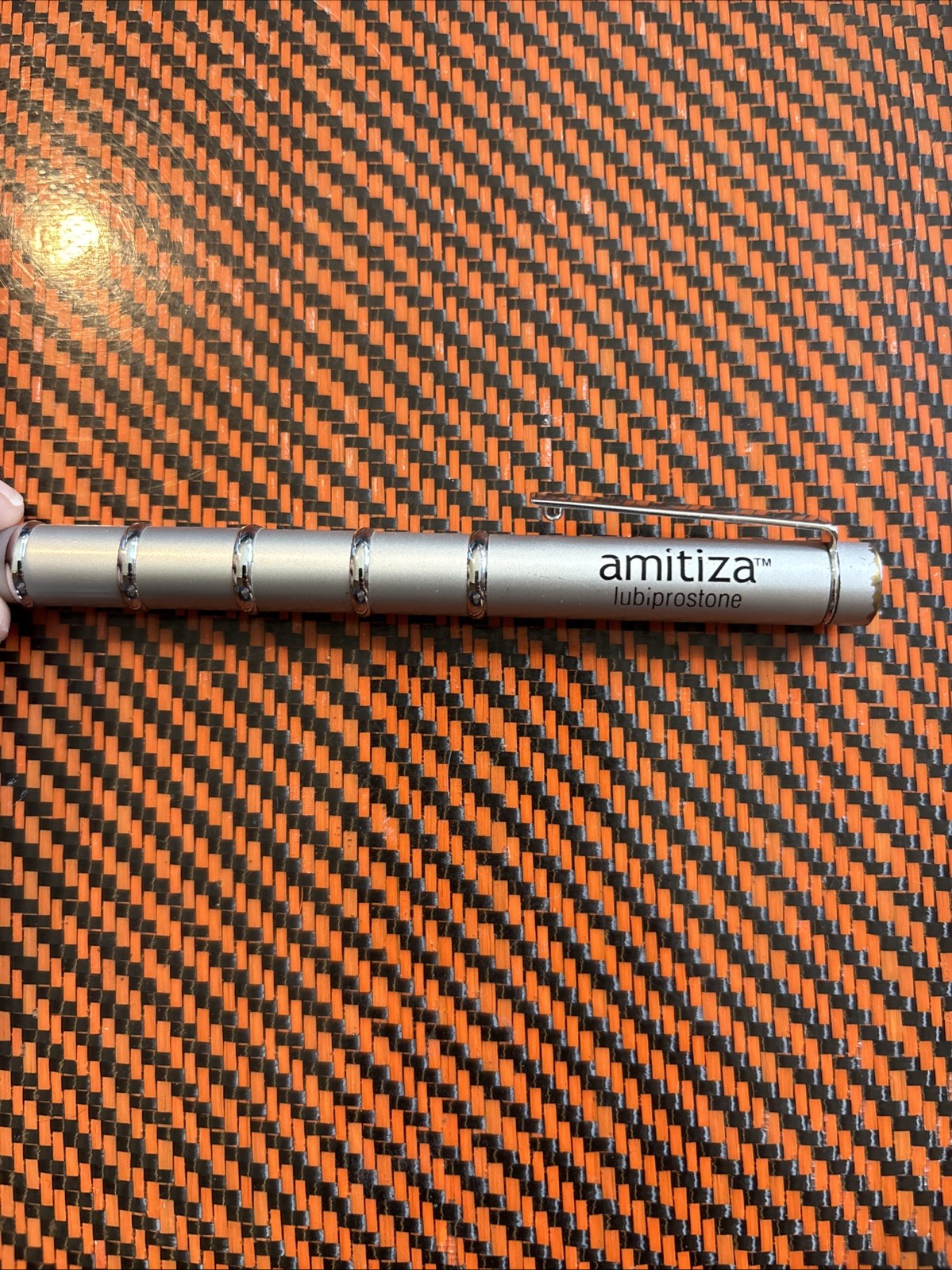 Pharmaceutical Amitiza Heavy Metal Pen Brushed Silver Drug Rep Promo
