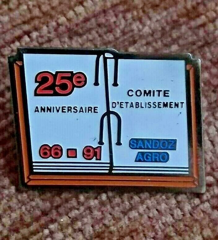 🔴SANDOZ Pharmaceutical 25th AGRO Anniversary 1966-1991 pin badge A Hofmann🔴