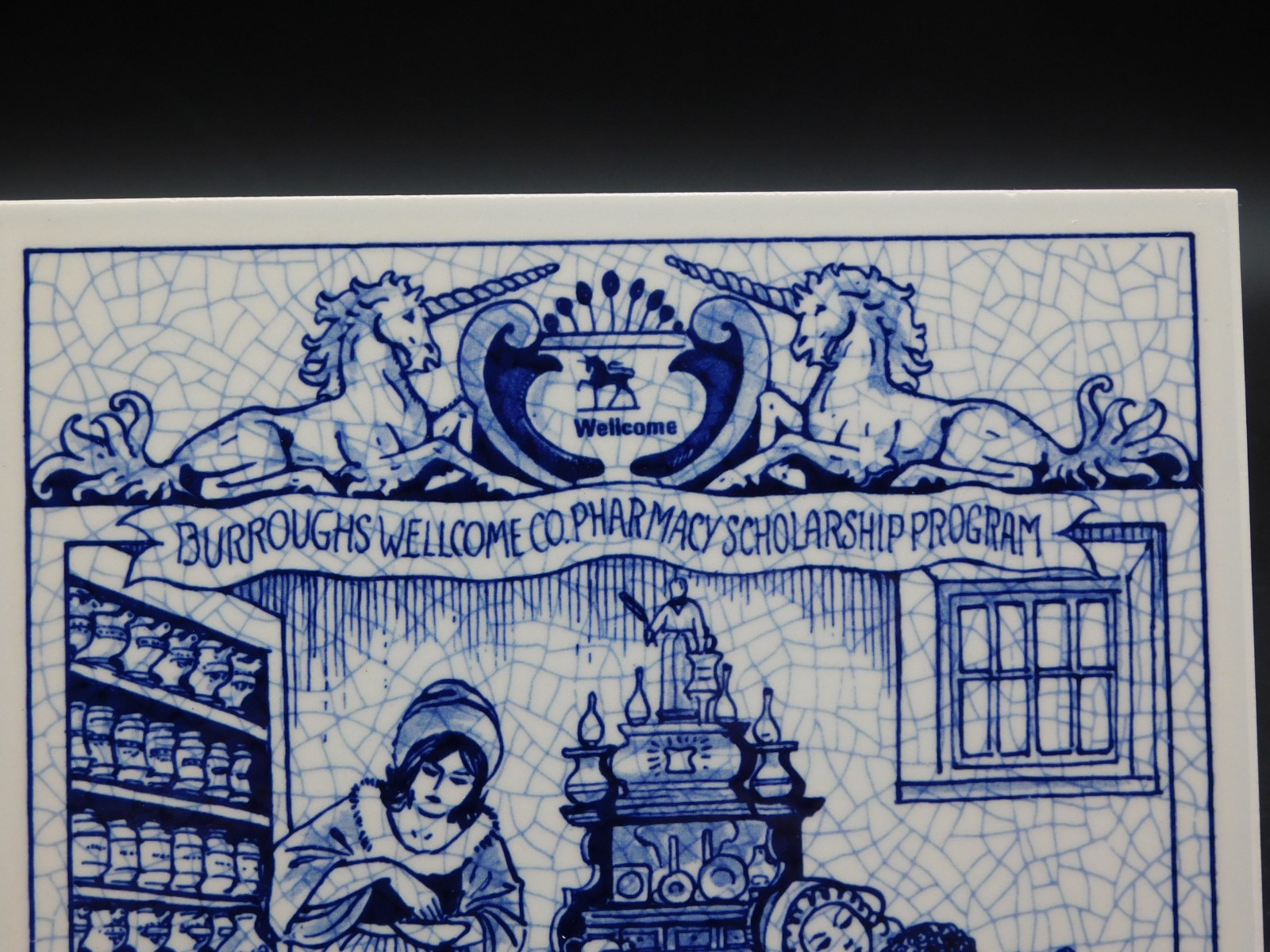 Delft Porcelain Pharmacy Pill Tile Burroughs Wellcome Scholarship Apothecary