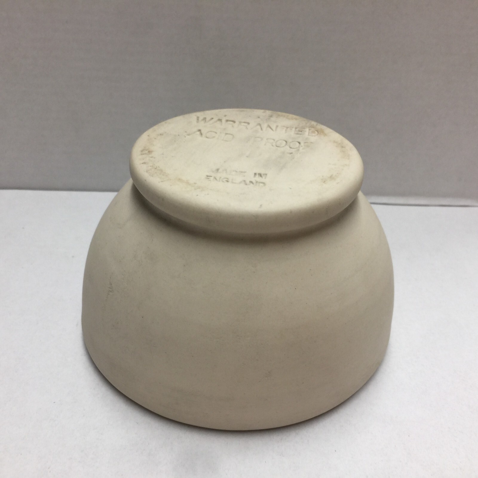 Warranted Acid Proof Made in England Vintage Apothecary Mortar