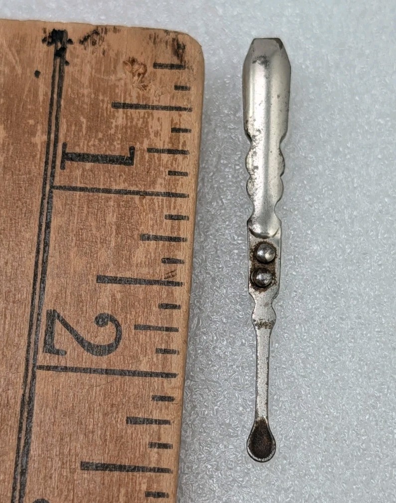 Vintage Silver Tone Measuring Spoon Tweezer End Pharmacy Pharmaceutical
