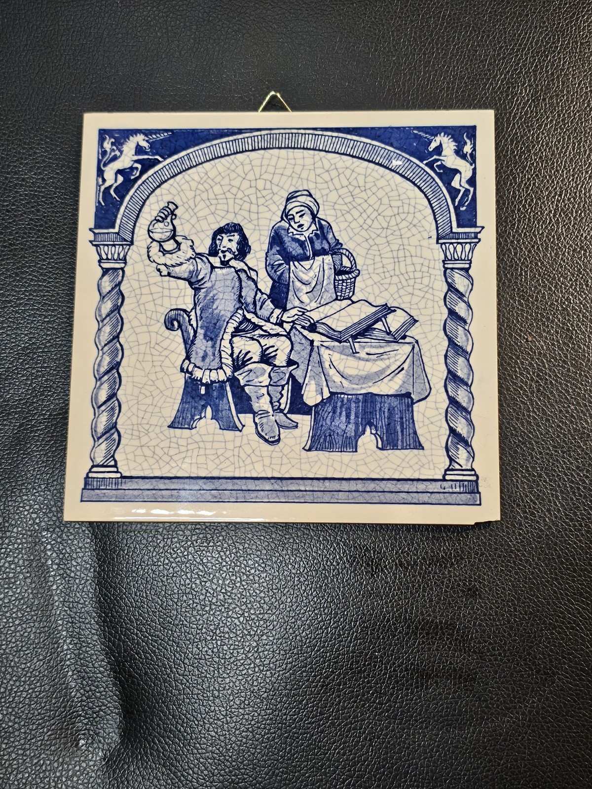 VTG Crown Delfts Handmade Holland The Pharmacist Award Pill Tile