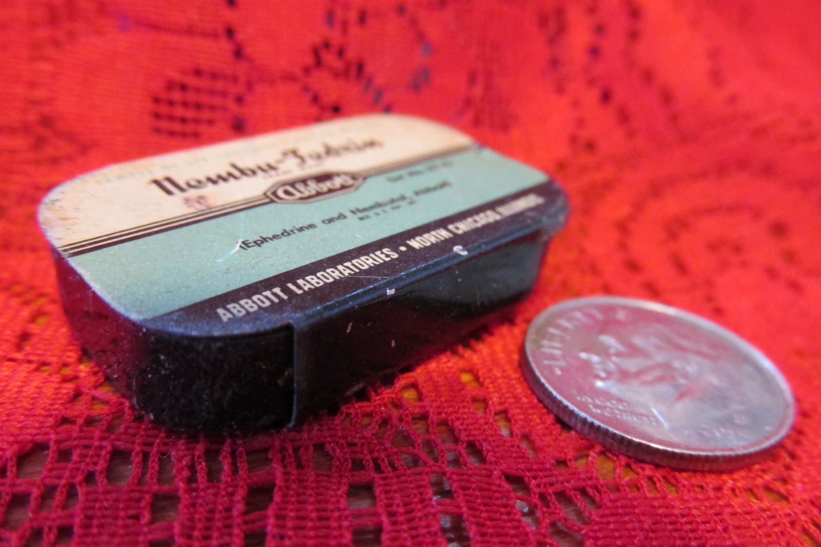 Vintage NEMBU-FEDRIN EMPTY Sample Tin Rare, Abbott Laboratories, Illinois