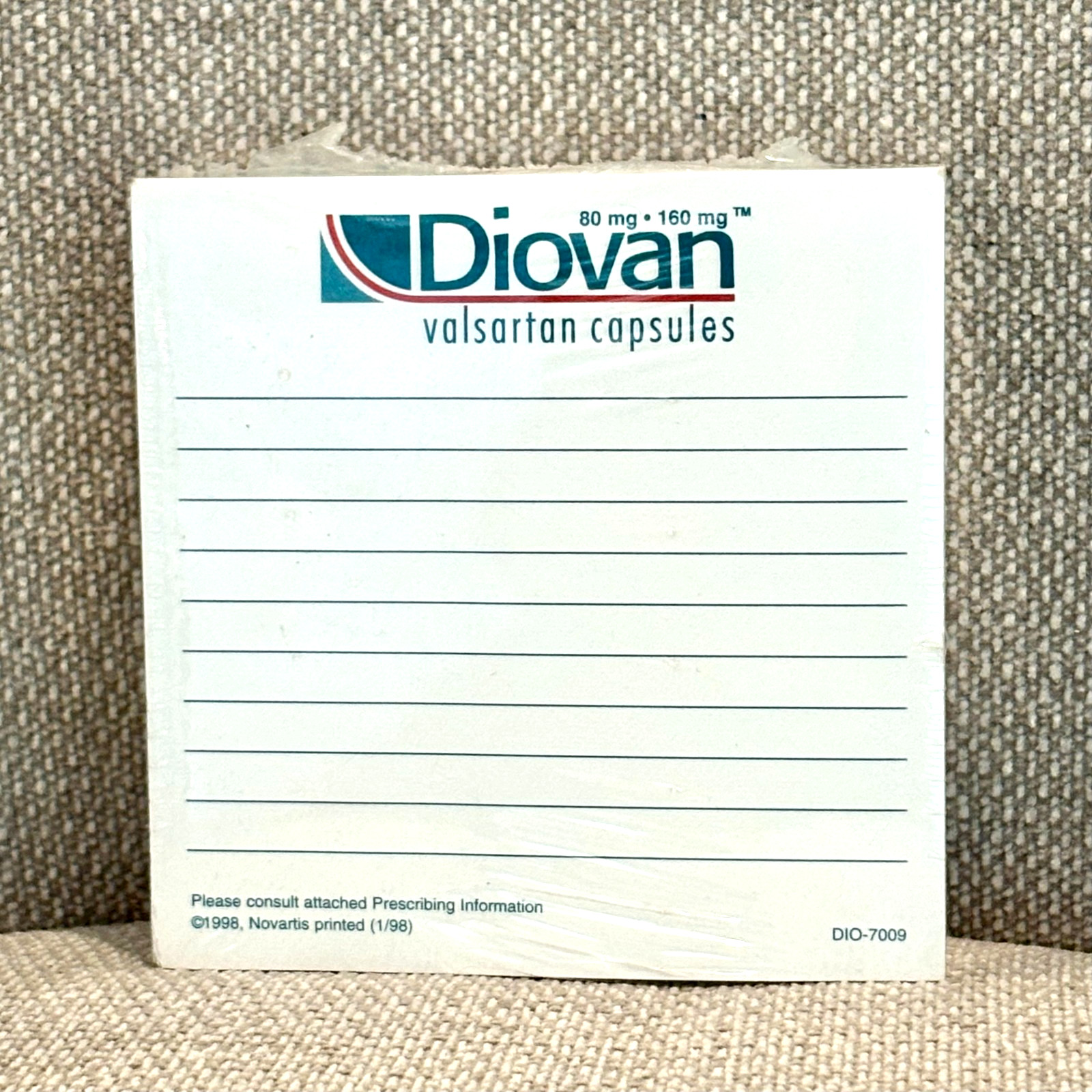 Diovan valsartan Novartis Pharmaceutical Promo Advertising Sticky Notes Pad NEW