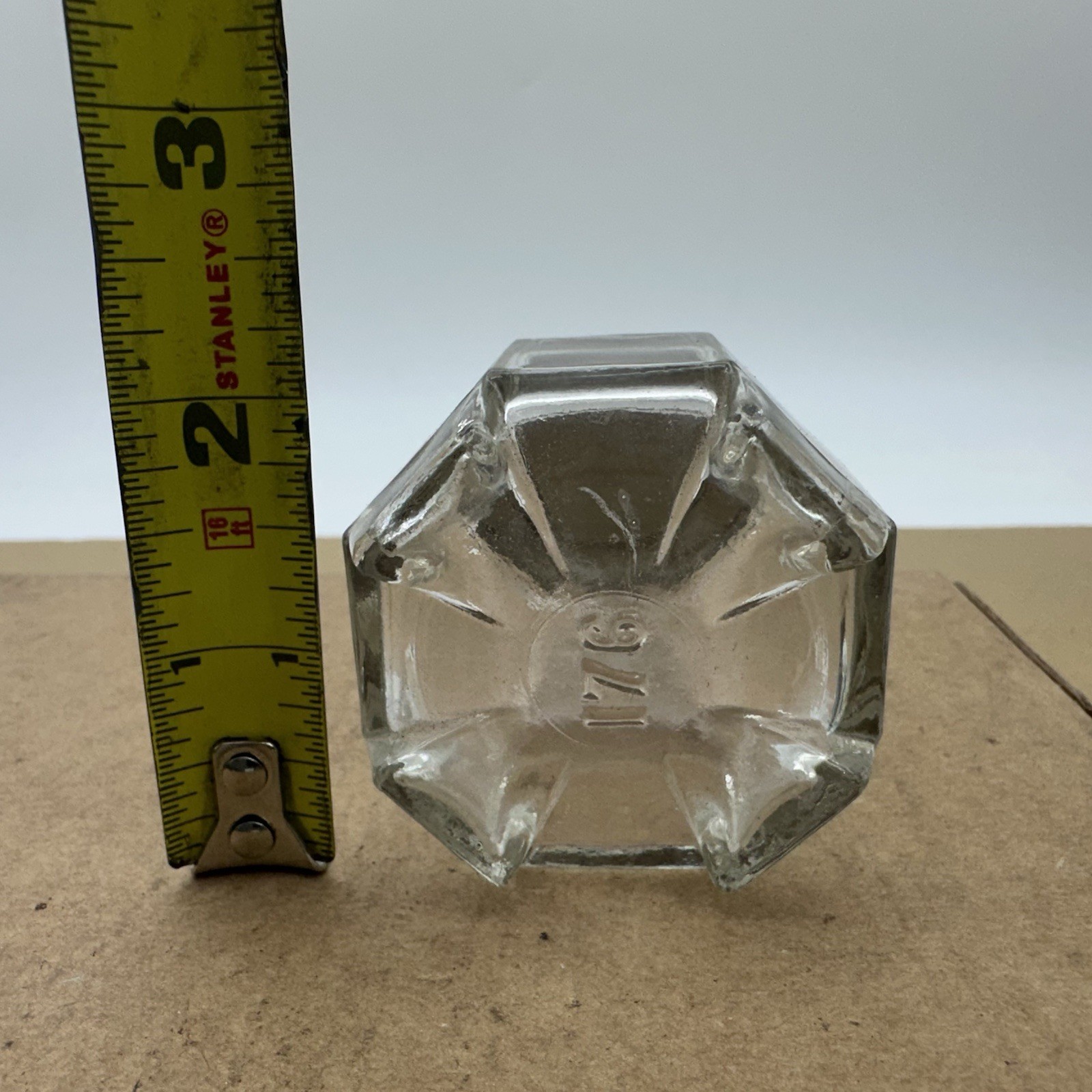 RARE Vintage McNeil Clear Glass Medicine Bottle display/collectible Unique Shape