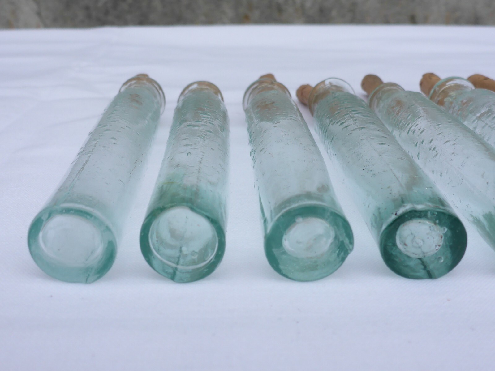 2 X Old Small Medicine Glass Pharmacy Bottle Green Long Approx. 10.0 Cm