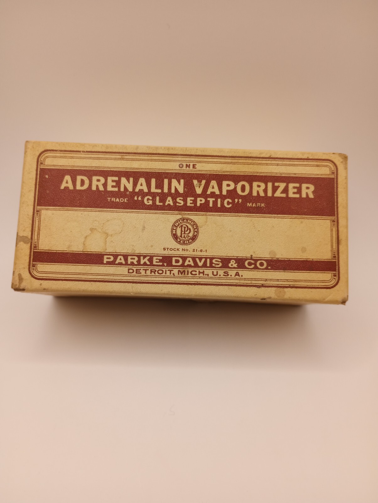 Vintage ‘50s Parke Davis GLASEPTIC ADRENALIN VAPORIZER With Box, Instructions