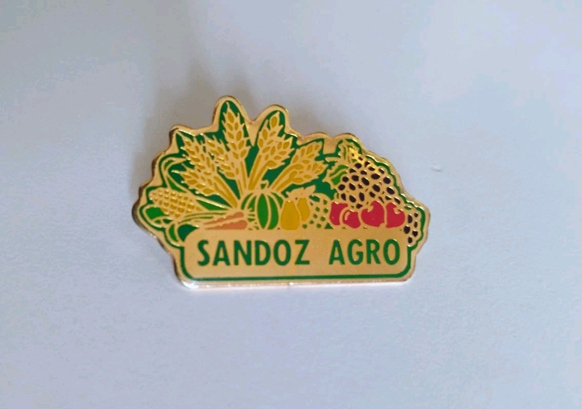 SANDOZ Agro Pharmaceutical pin badge LSD Albert Hofmann rare #2