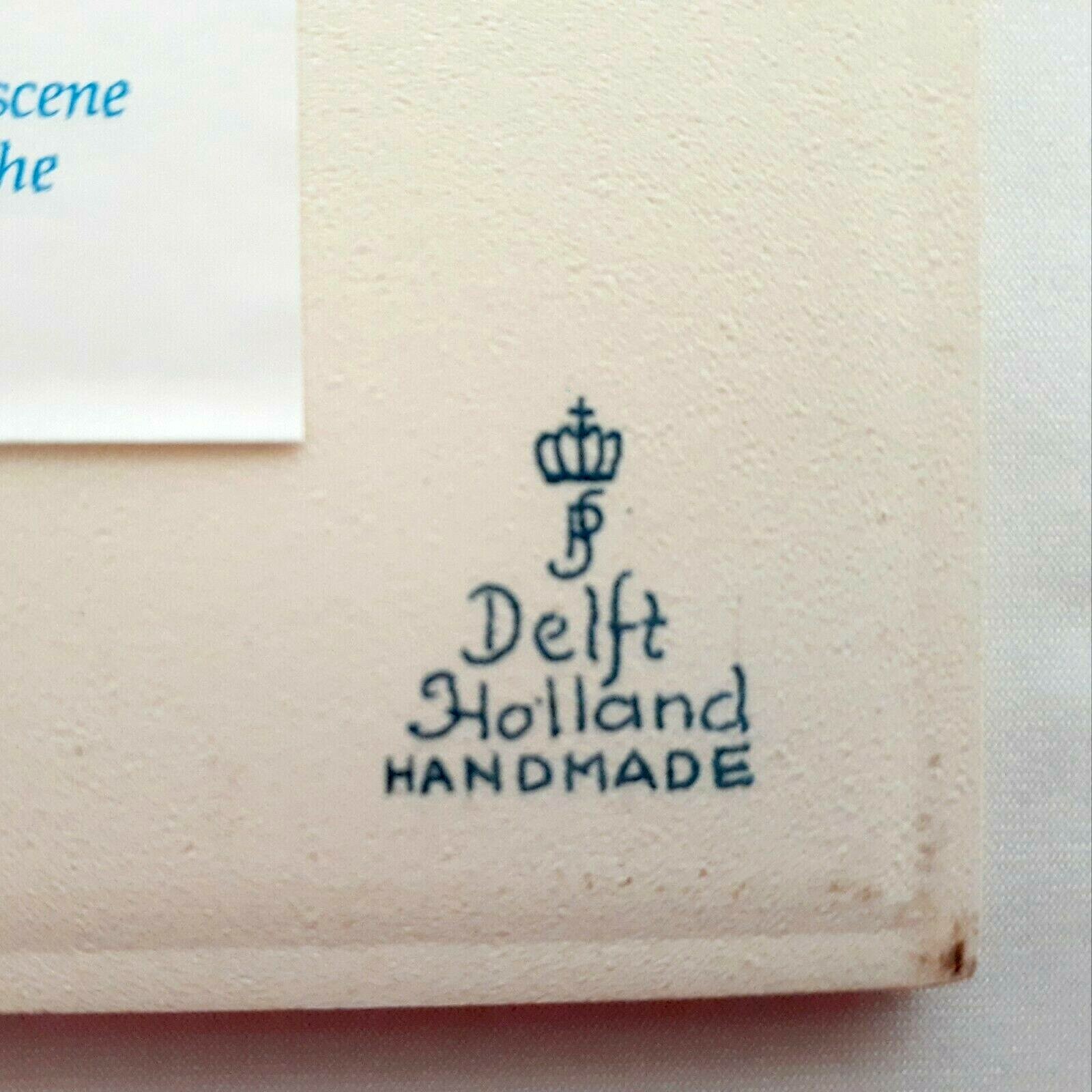 VINTAGE BLUE DELFT HOLLAND HANDMADE PILL TILE BURROUGHS WELLCOME CO. 1987