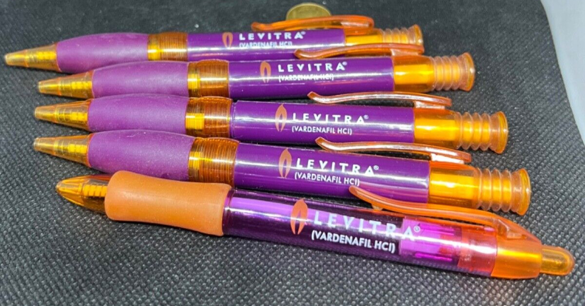 LOT of 5 LEVITRA Medical Drug Rep Pharmaceutical Pens Collectible Advertising