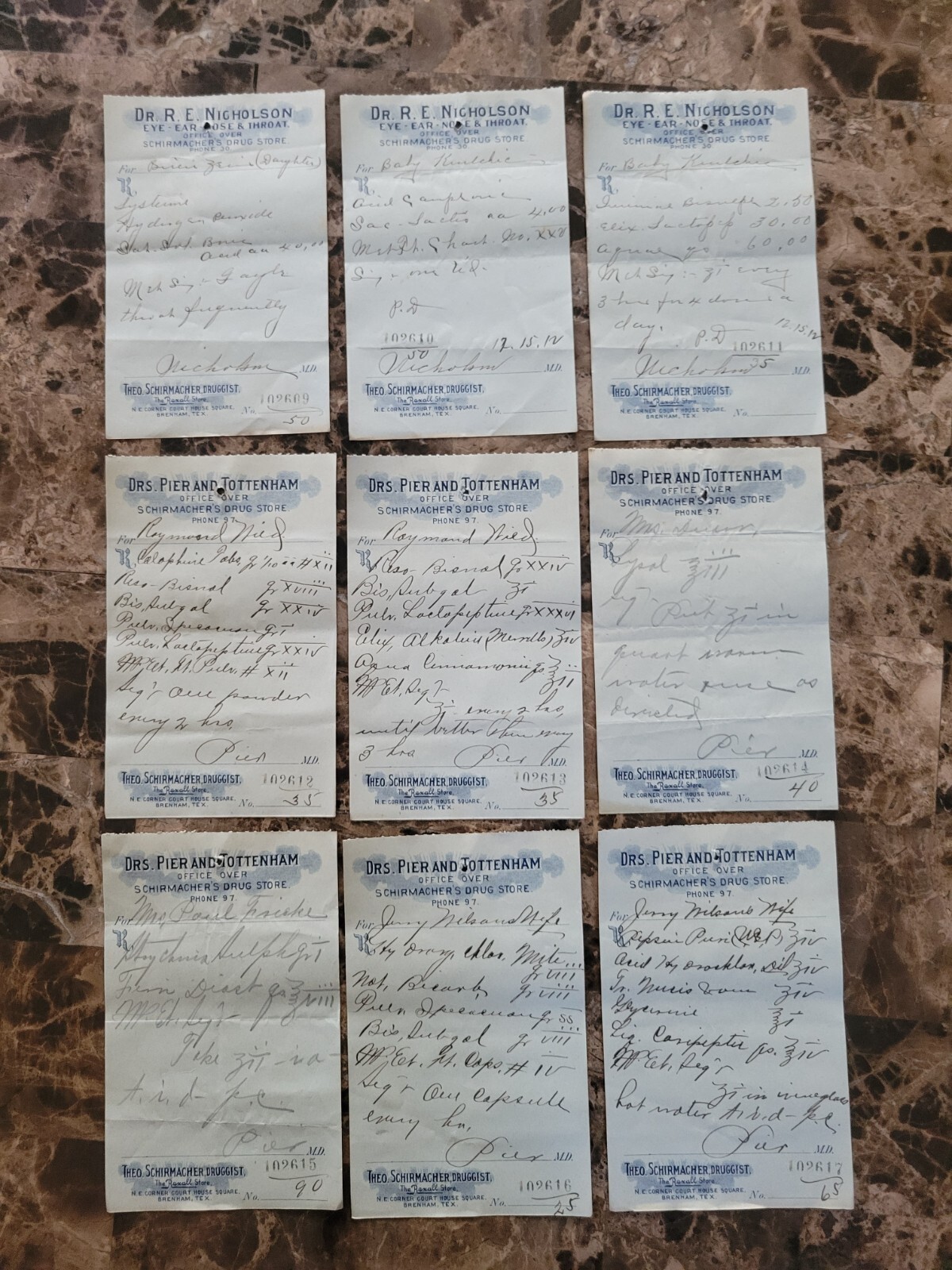 100 antique prescriptions (1912): Opium, Poppy, Ergot, Dionin, Codeine & Anodyne