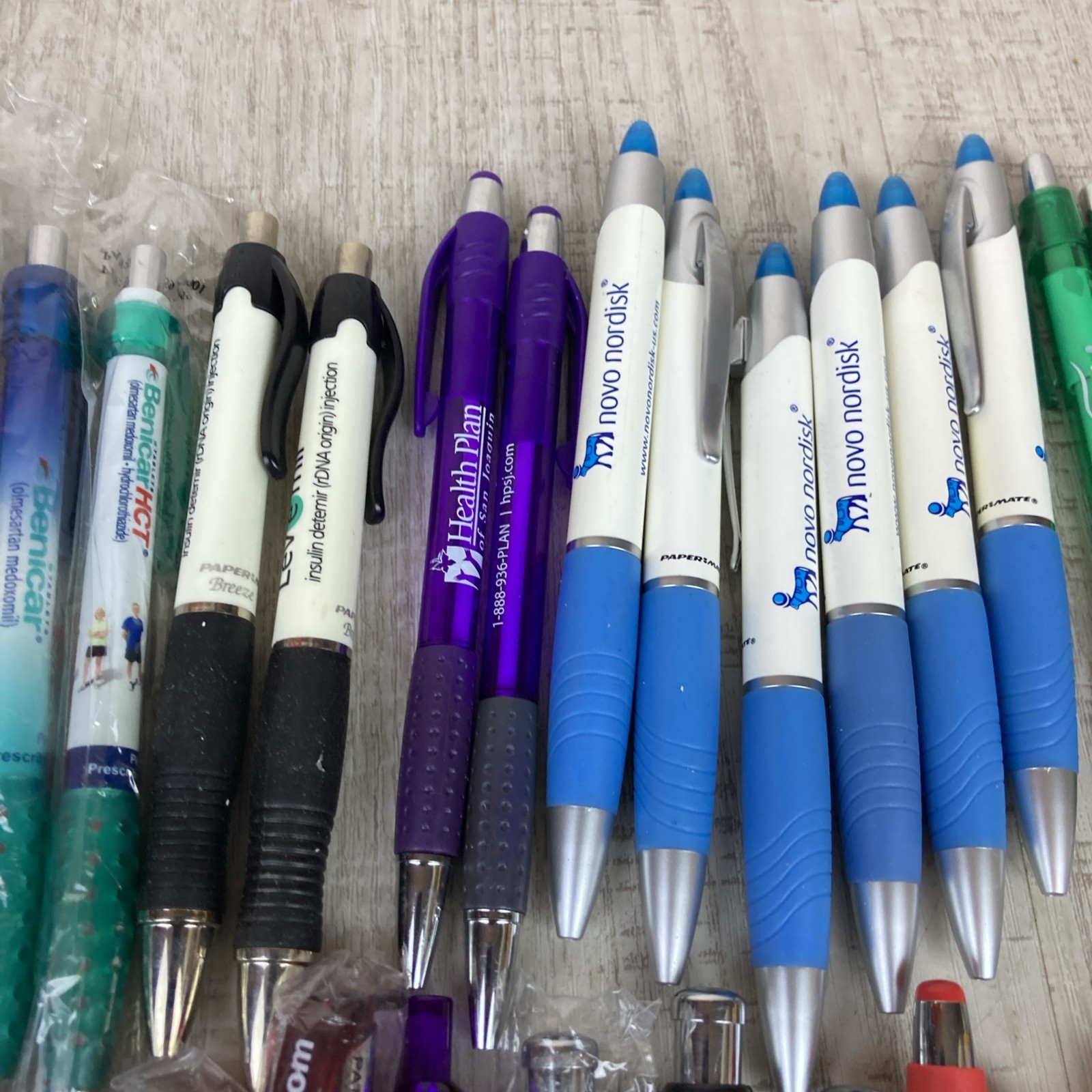 Lot of 52 Metal and Plastic Pharmaceutical Drug Rep Pens Medical Collectibles