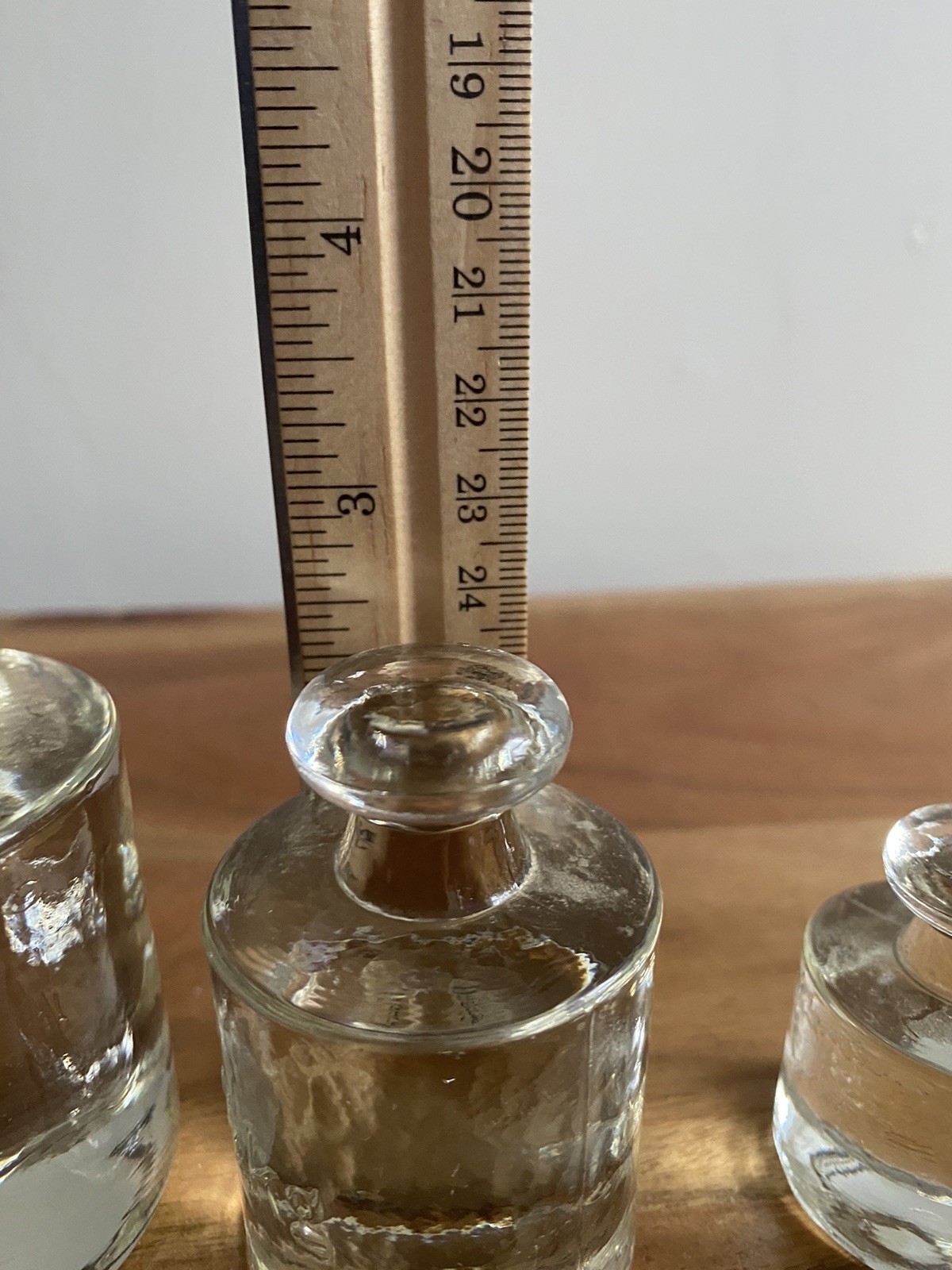3 Vintage Apothecary Scale Weights Clear Pressed Glass Balance Scale