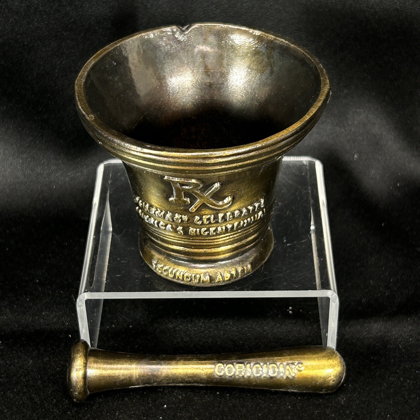 Vintage 1976 Bicentennial Celebration Brass Mortar & Pestle Rx Pharmacy